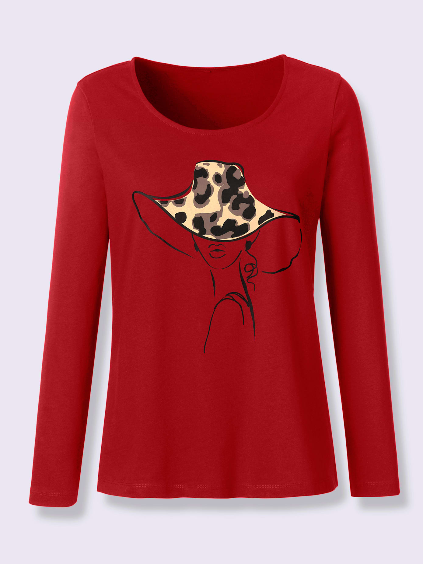 T-shirt à manches longues imprimé , cerise, taille 56 - MODA VILONA - Mode Femme et Homme