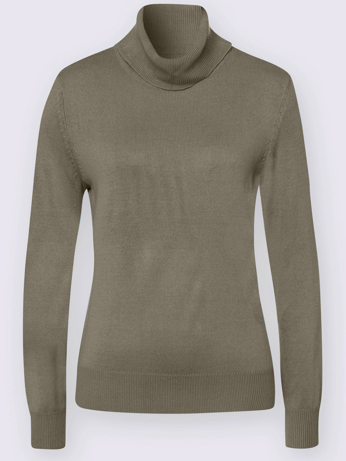 Pull à col roulé doux comme du cachemire , kaki, taille 46 - MODA VILONA - Mode Femme et Homme