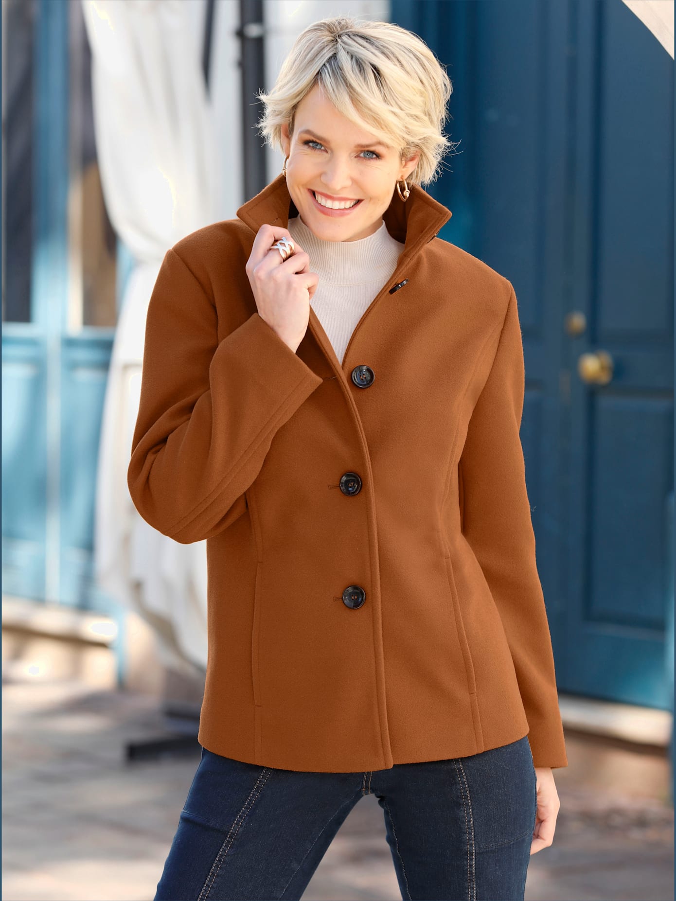 Veste avec doublure , ambre, taille 46 - MODA VILONA - Mode Femme et Homme