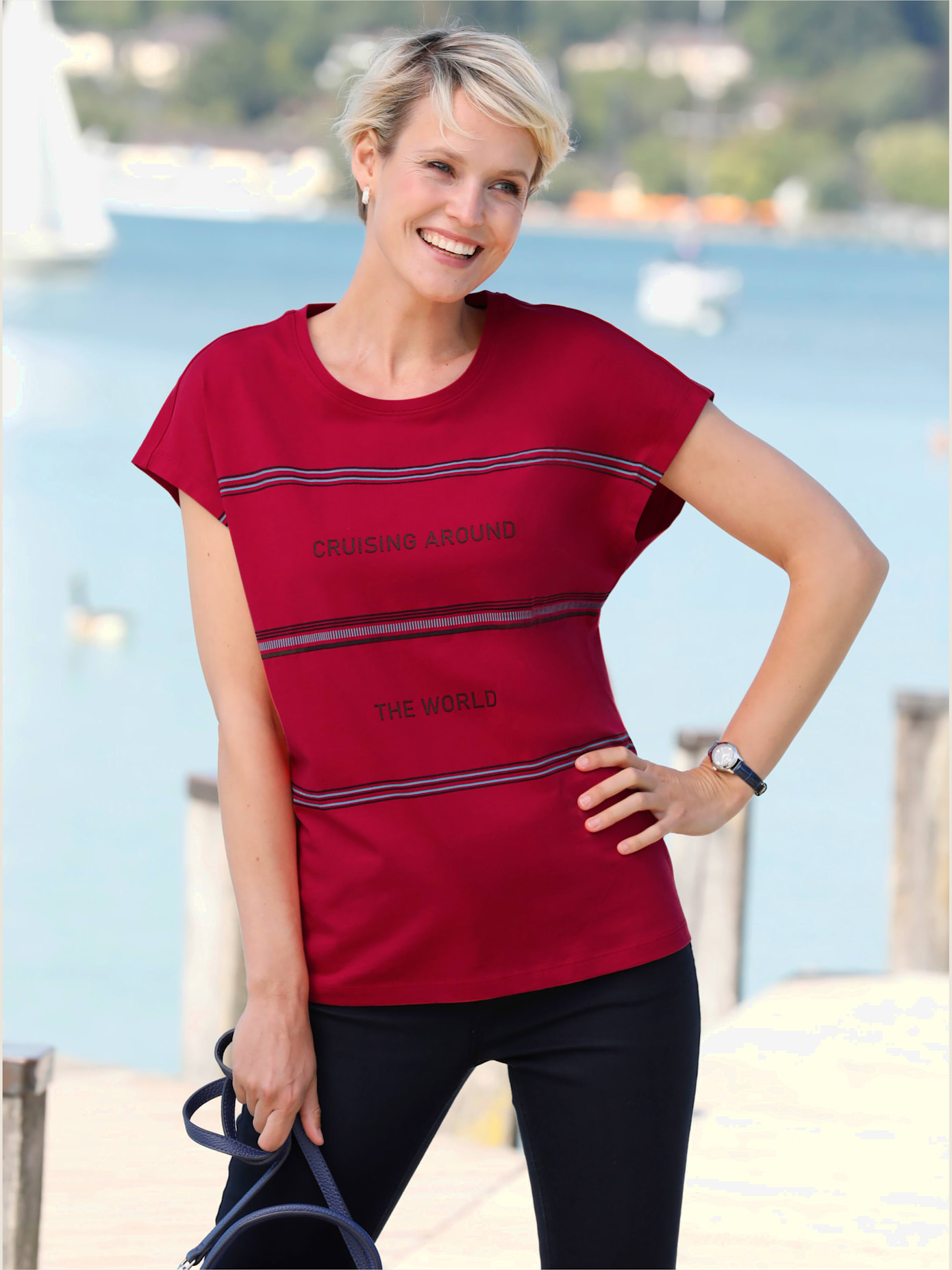 T-shirt pur coton , rouge, taille 40 - MODA VILONA - Mode Femme et Homme