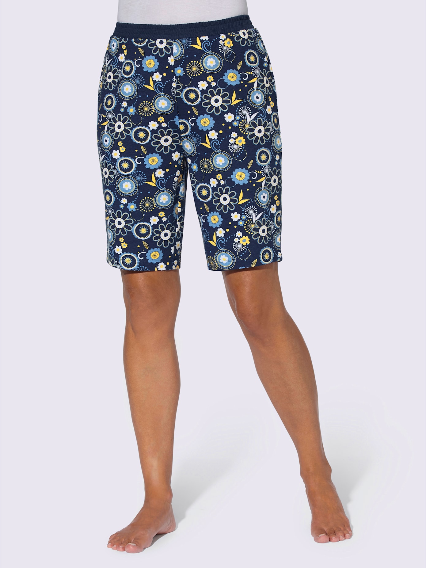 Pyjama-pantalon jersey fin , bleu foncé imprimé, taille 38/40 - MODA VILONA - Mode Femme et Homme