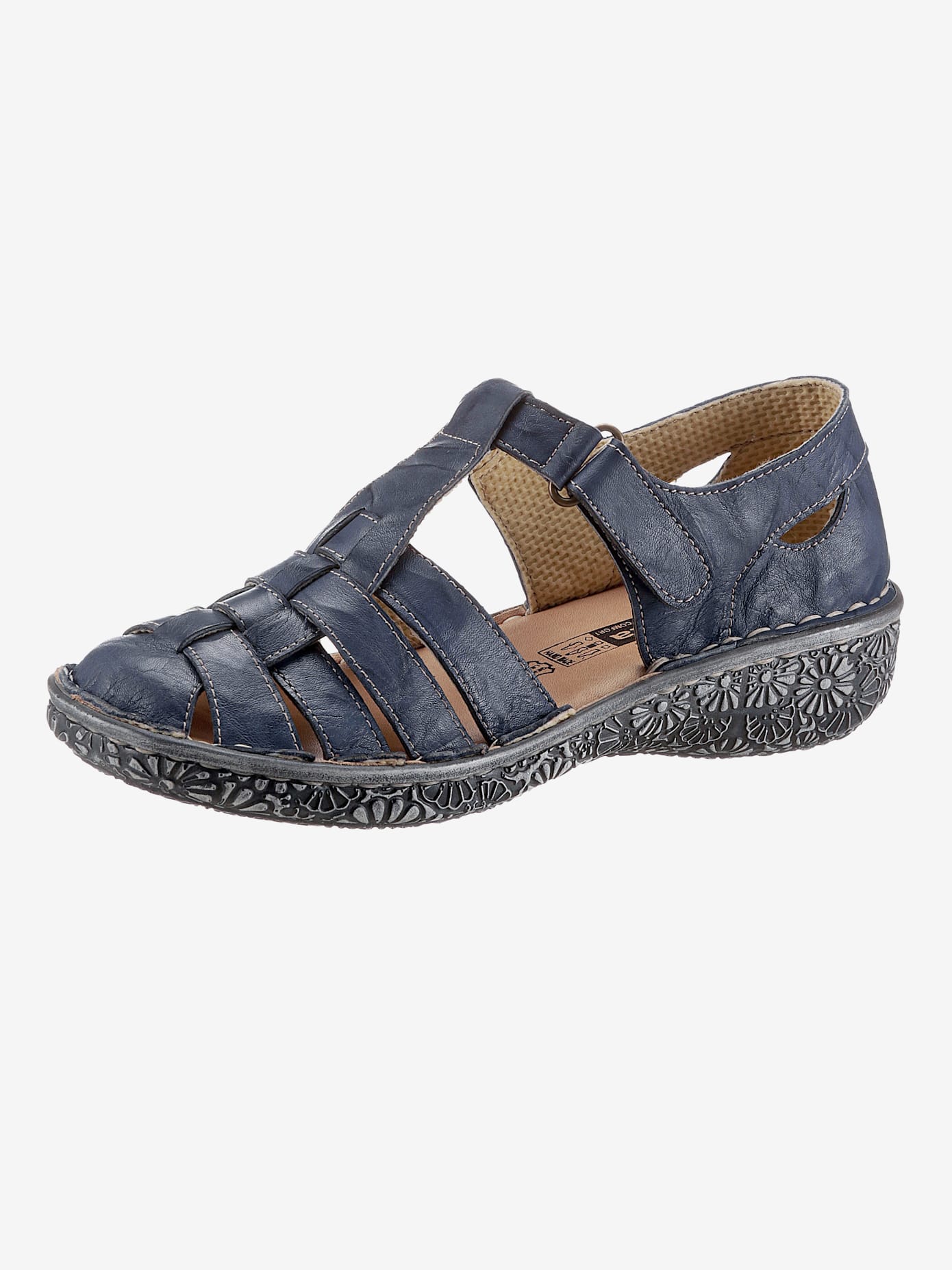 Chaussures à bandes auto-agrippantes largeur g* , bleu jean, taille 37 - MODA VILONA - Mode Femme et Homme