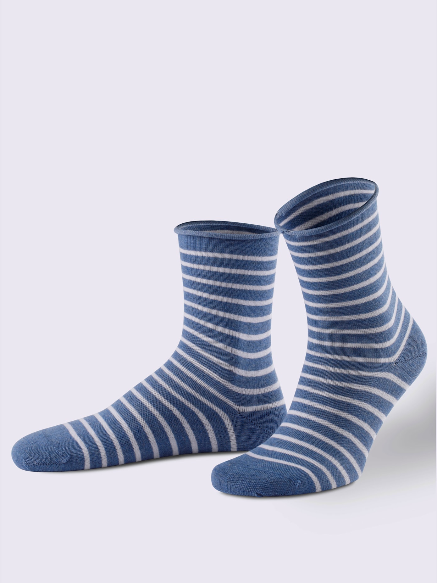 Socquettes pour dames confortable à porter , bleu jean chiné, taille 2 - MODA VILONA - Mode Femme et Homme