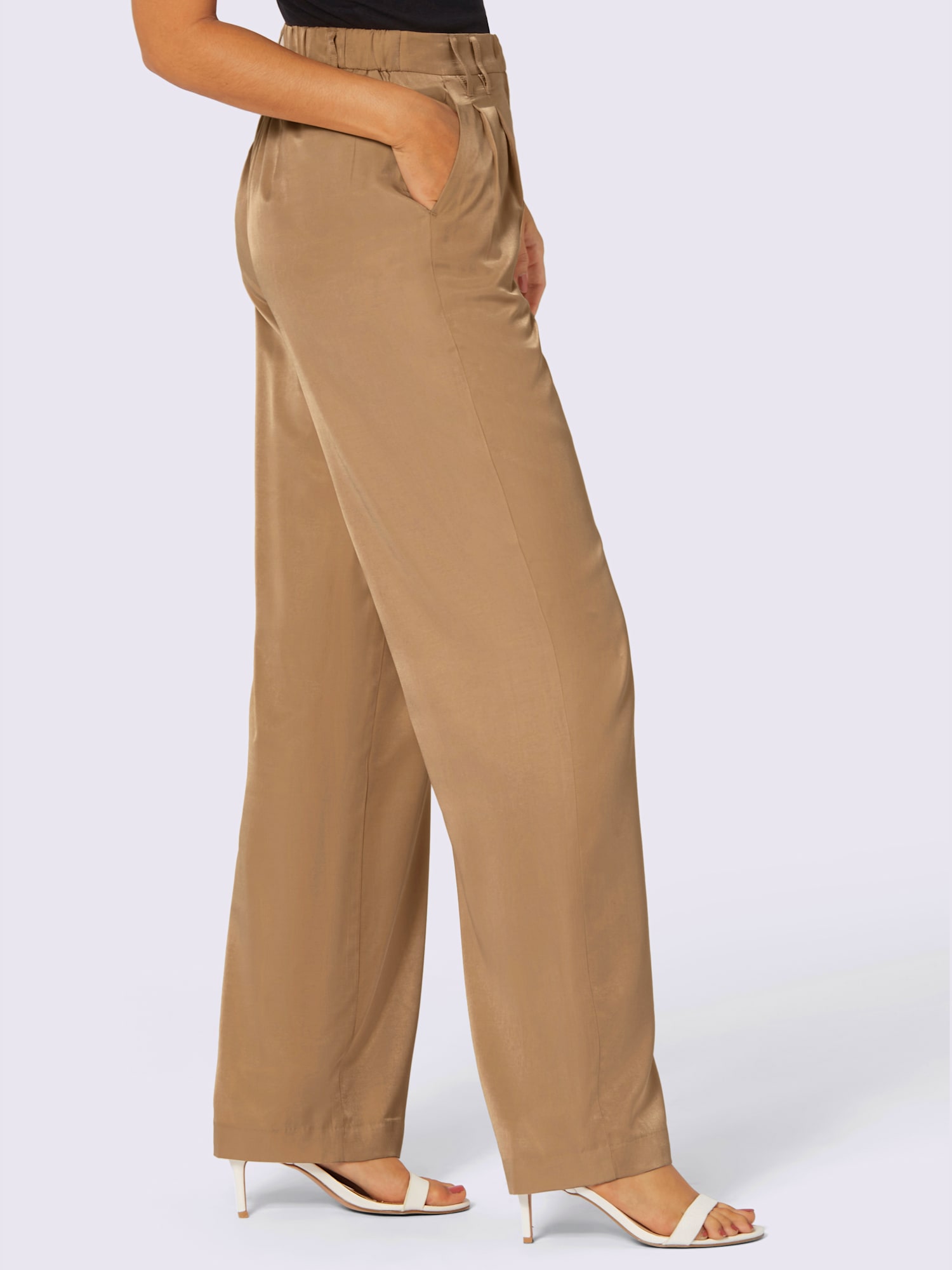 Pantalon fermeture crochet discrète, couleur marron, taille 44, marque Creation L - helline