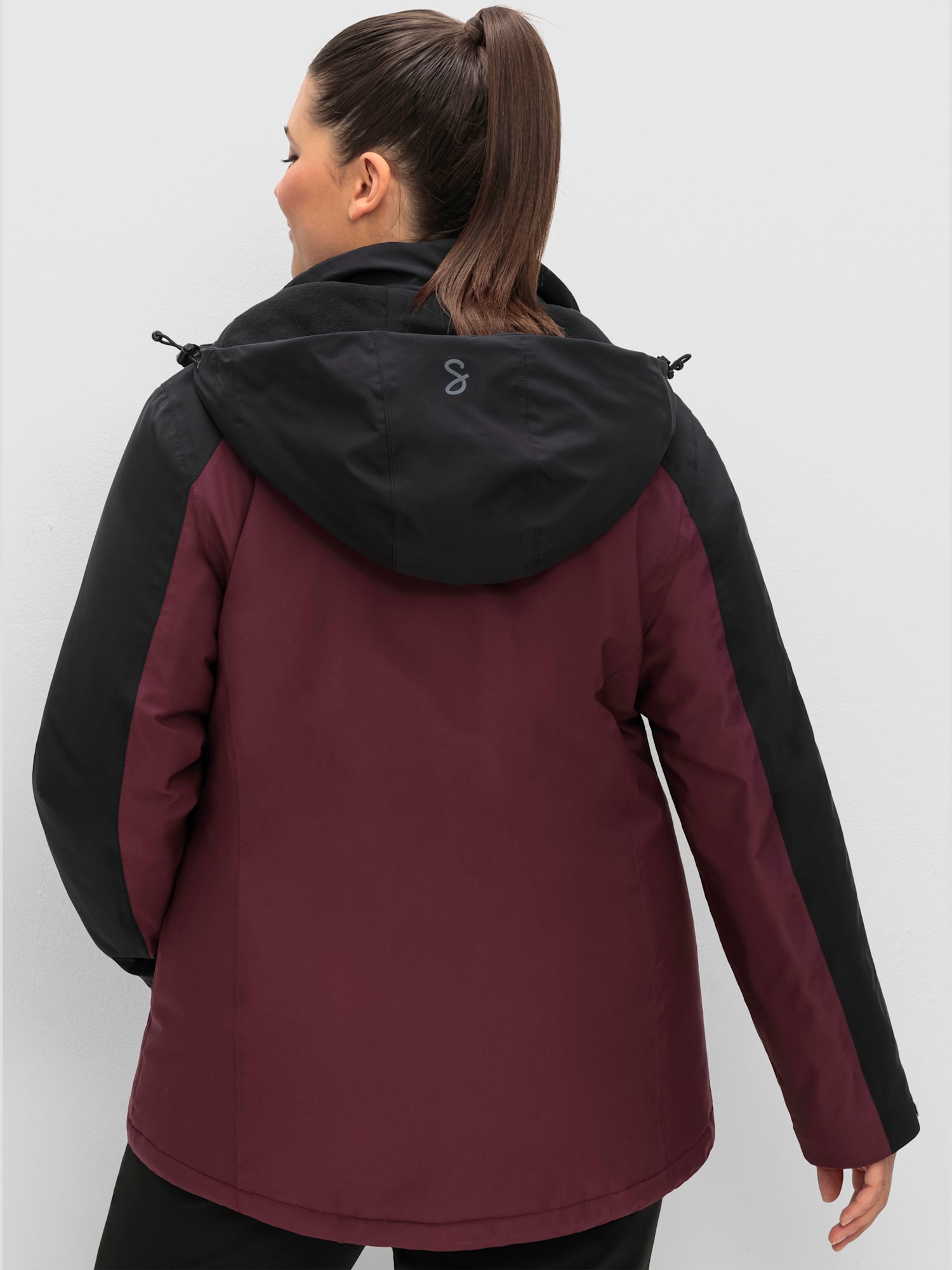 Veste technique respirant, couleur : rouge foncé à motifs, taille 48, marque Sheego, 94% polyester;6% élasthanne - helline