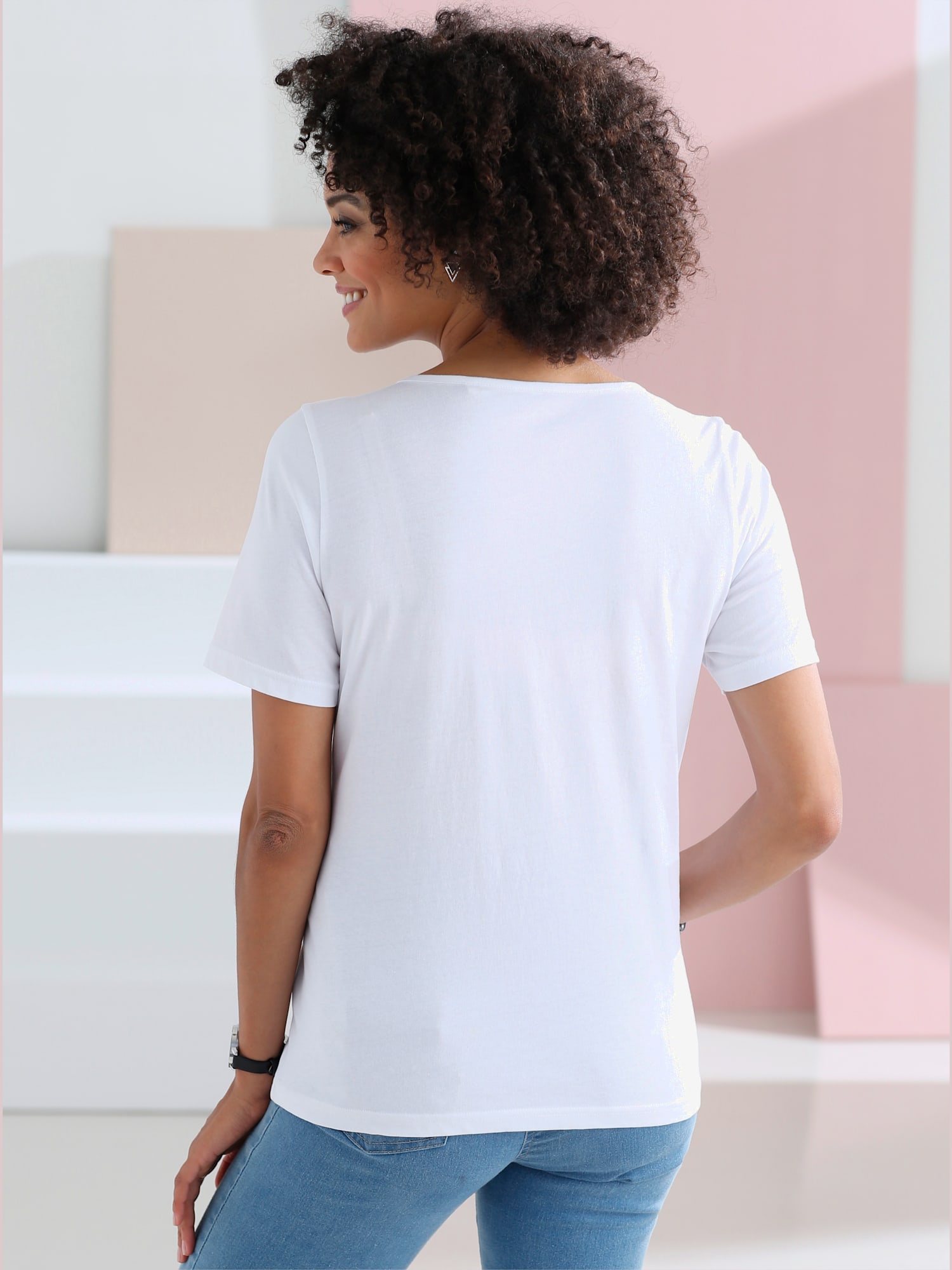 T-shirt femme imprimé tendance jeune, couleur blanc, taille 50 - helline