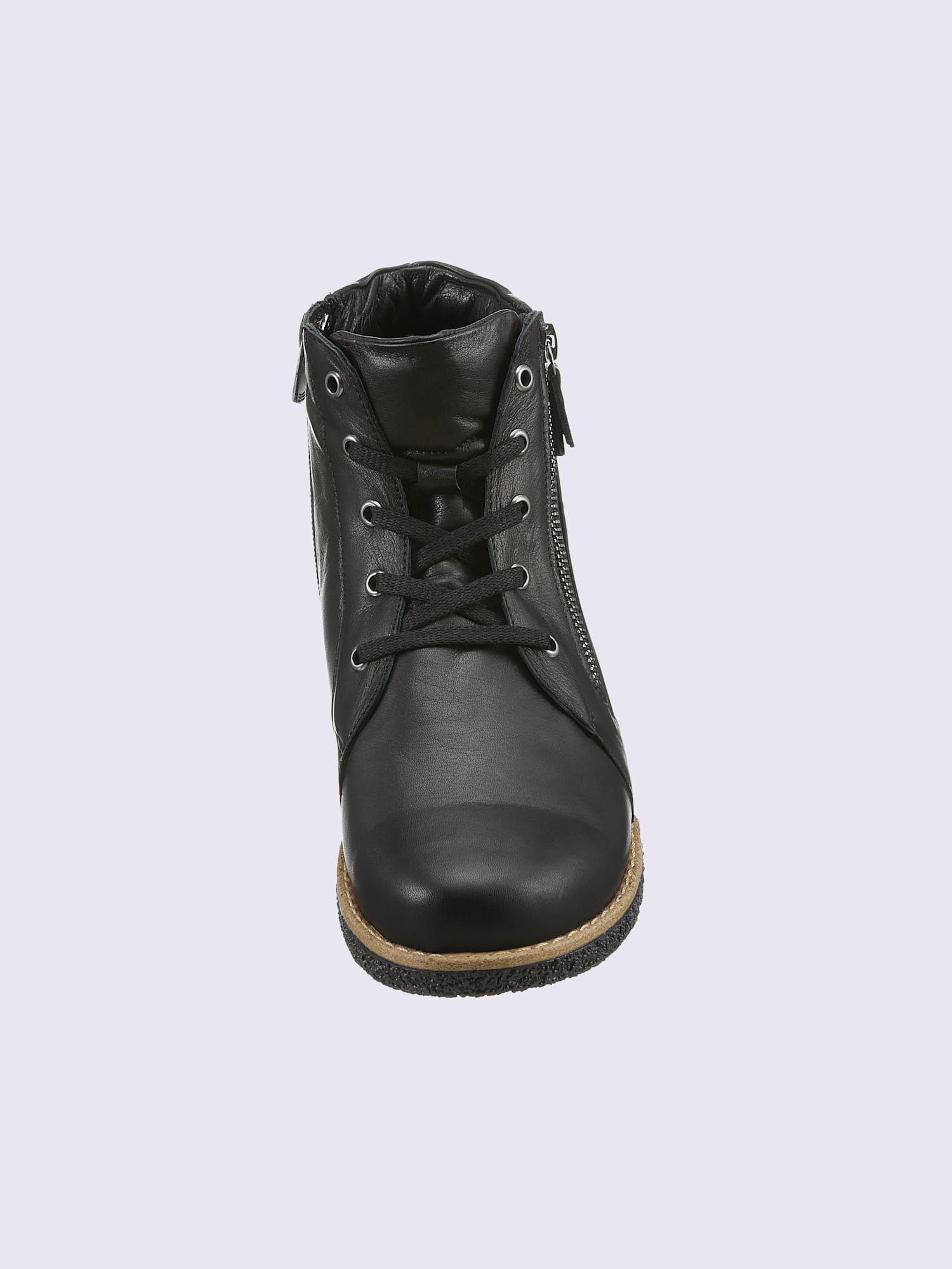 Bottines à lacets cuir nappa de vache, couleur noir, taille 37 - helline