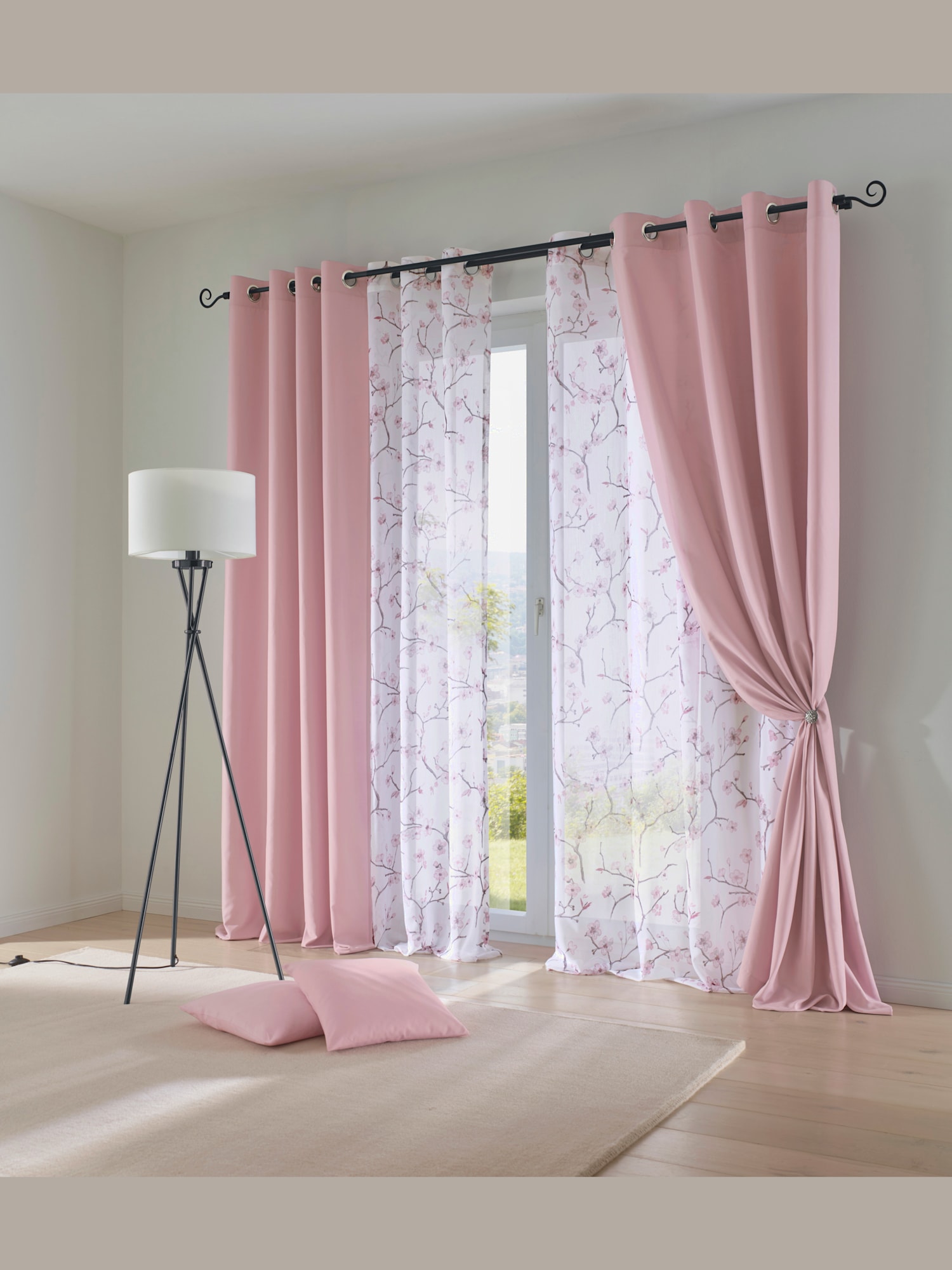 Rideau matière opaque, couleur violet, taille 245x140 cm, marque helline home - helline