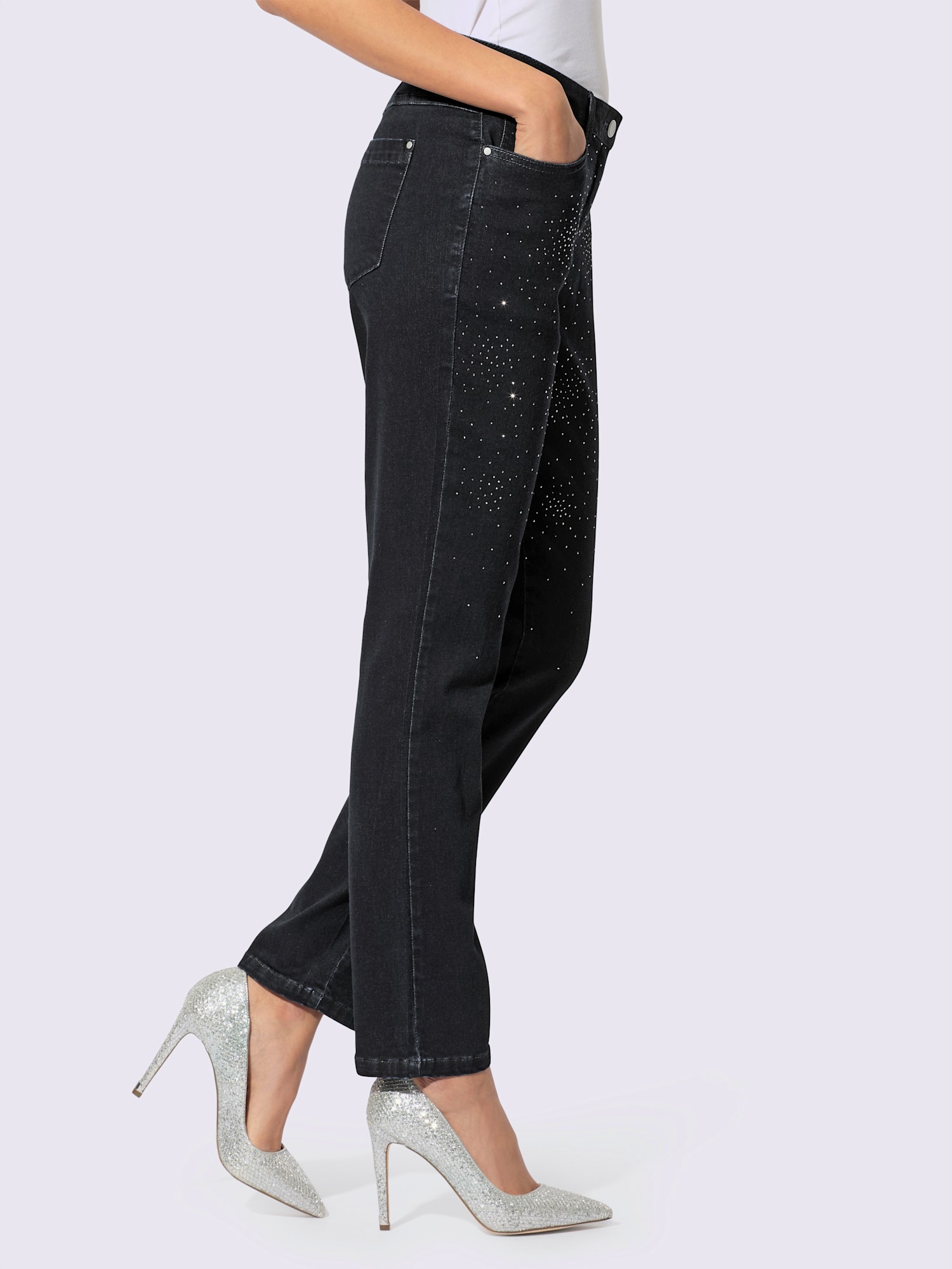 Jean 5 poches denim ultra-extensible avec effet modelant, couleur bleu, taille 54, marque Creation L - helline