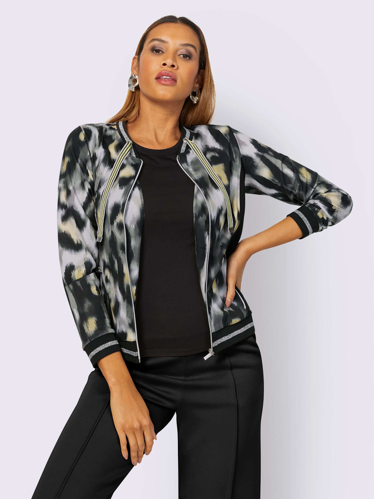 Veste matière sweat, couleur gris, taille 46/48 - helline