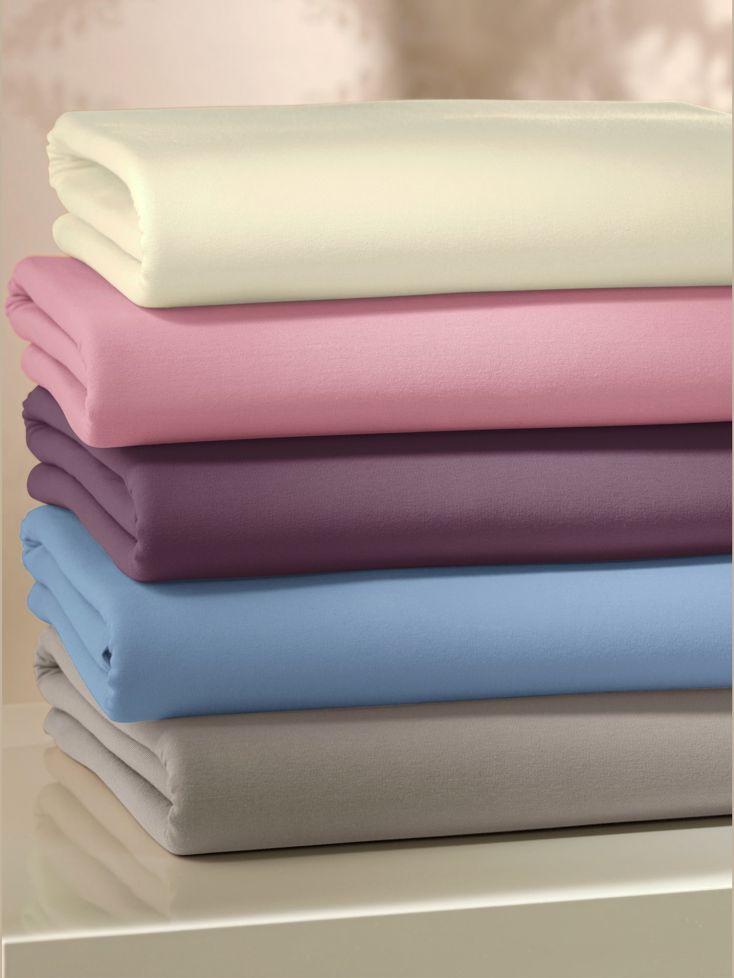 Drap-housse jersey fin maco à repassage superflu, Jersey maco, couleur : rose clair uni, taille 1 pièce 90x190 - 100x200 cm, marque Estella, 100%