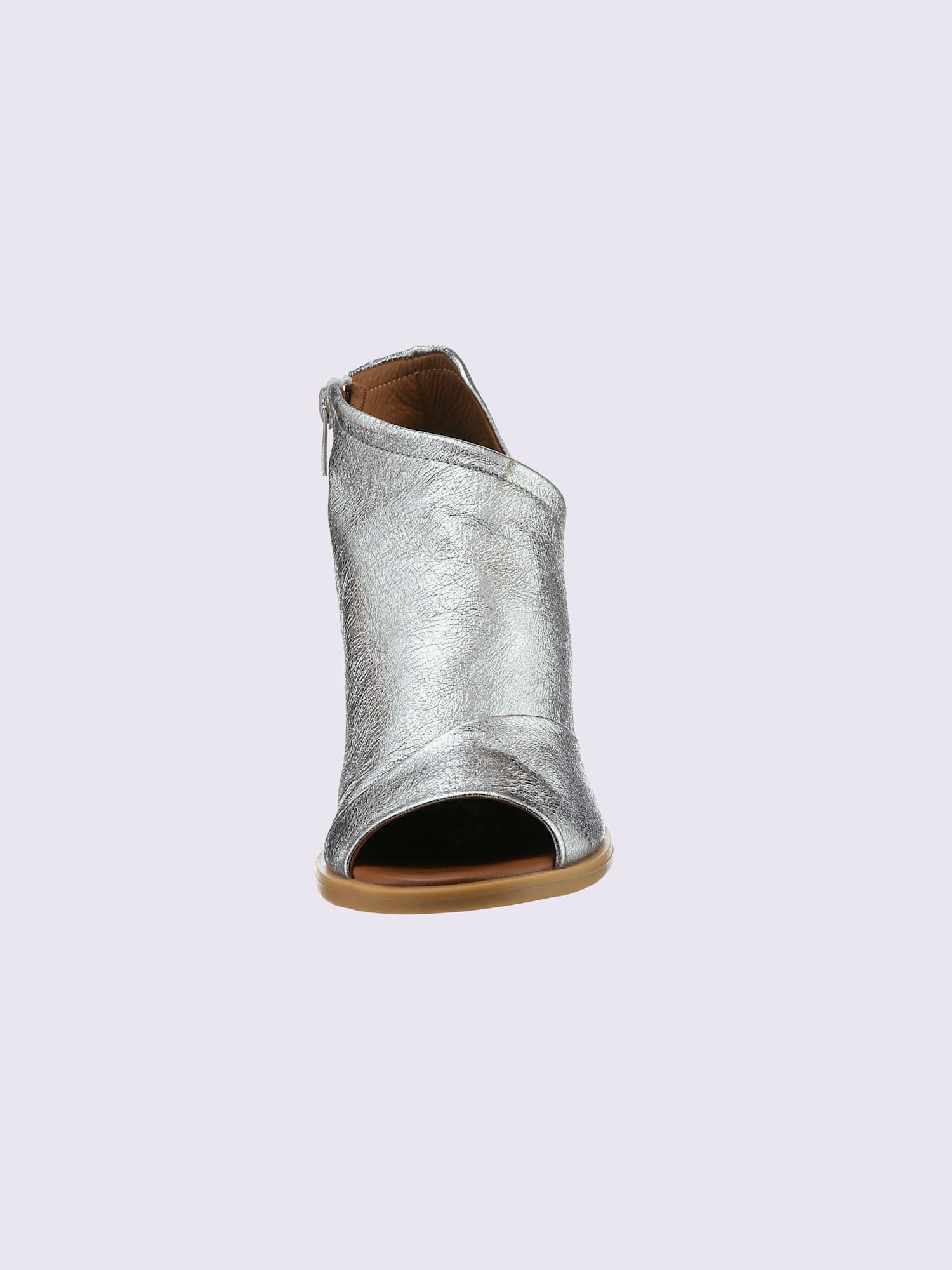 Sandales cuir nappa de vache, couleur : couleur argent, taille 36, 100% cuir de vache - helline