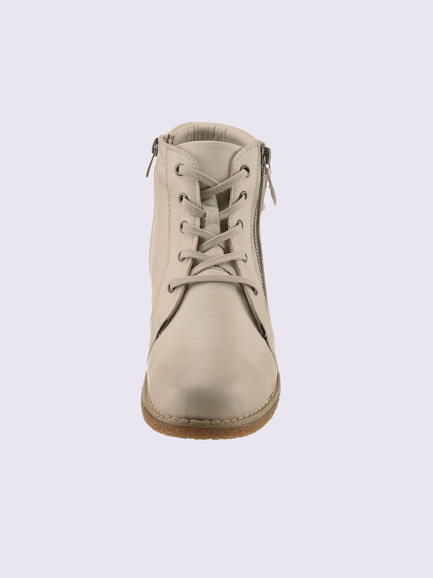 Bottines à lacets cuir nappa de vache, couleur ivoire moyen uni, taille 38 - helline