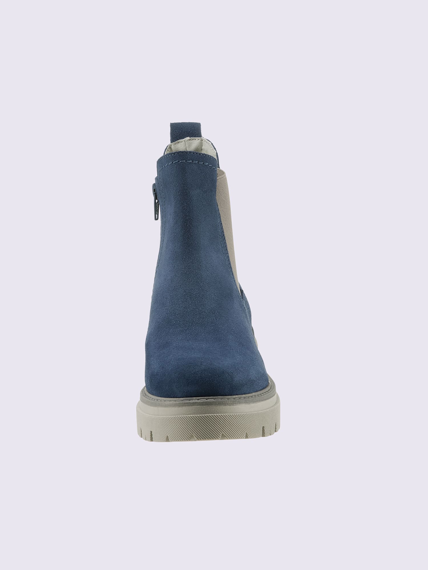 Bottines cuir velours de vache., couleur bleu, taille 42 - helline