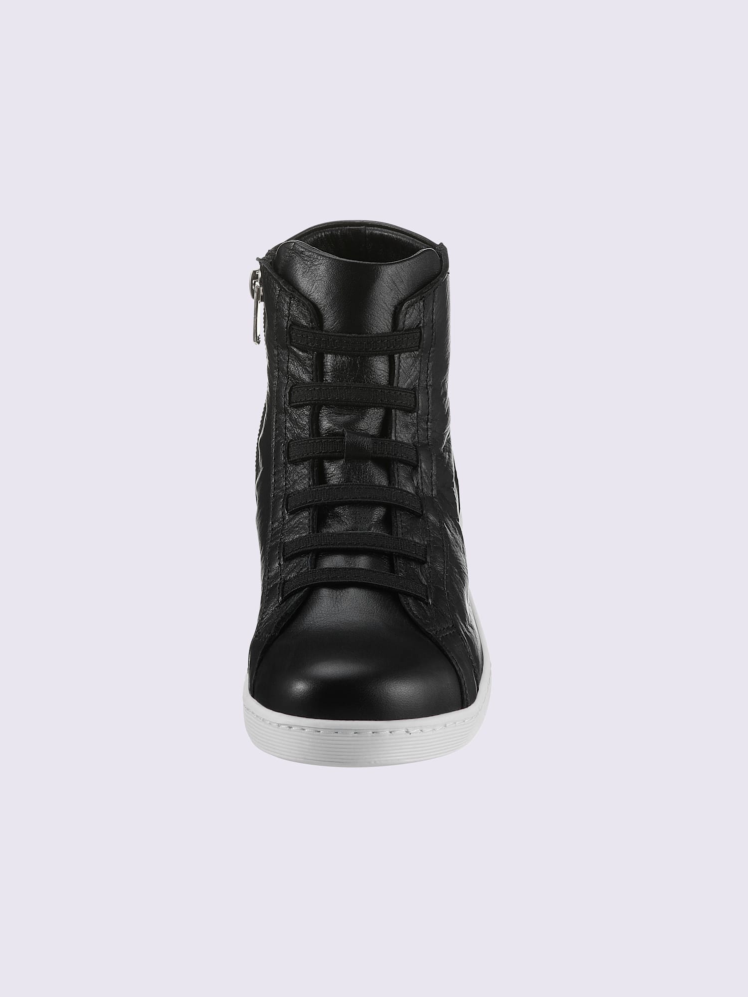 Bottine courte cuir nappa de vache, couleur : noir uni, taille 36, 100% cuir de vache - helline
