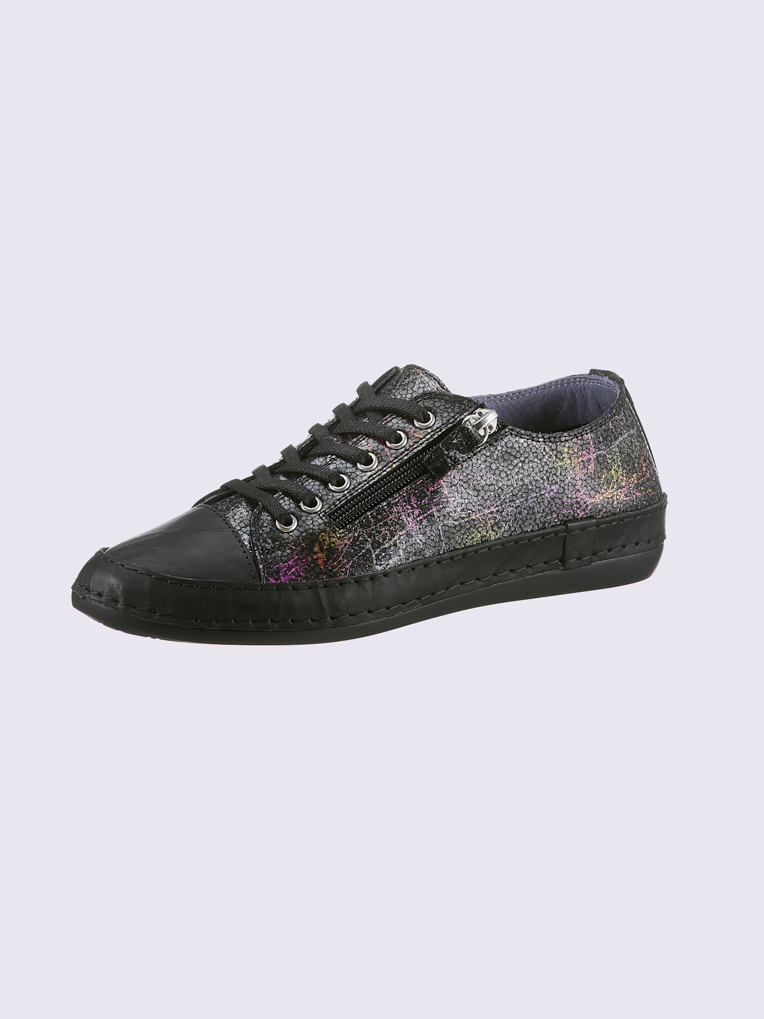 Baskets cuir nappa de vache, couleur noir, taille 38 - helline
