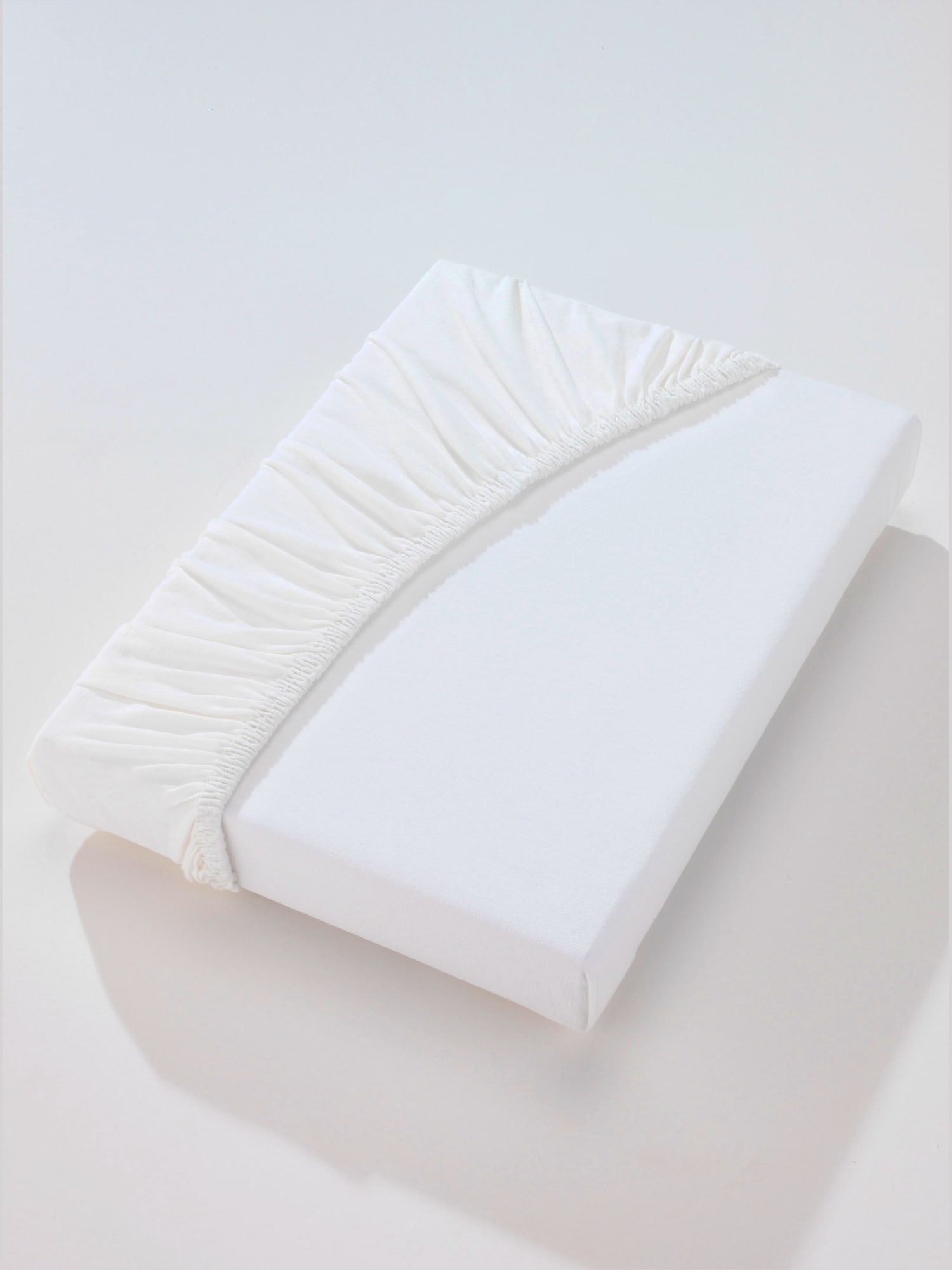 Drap-housse maille fine peignée, couleur blanc, taille 1 pièce 180x200 - 200x200 cm, marque Biberna - helline