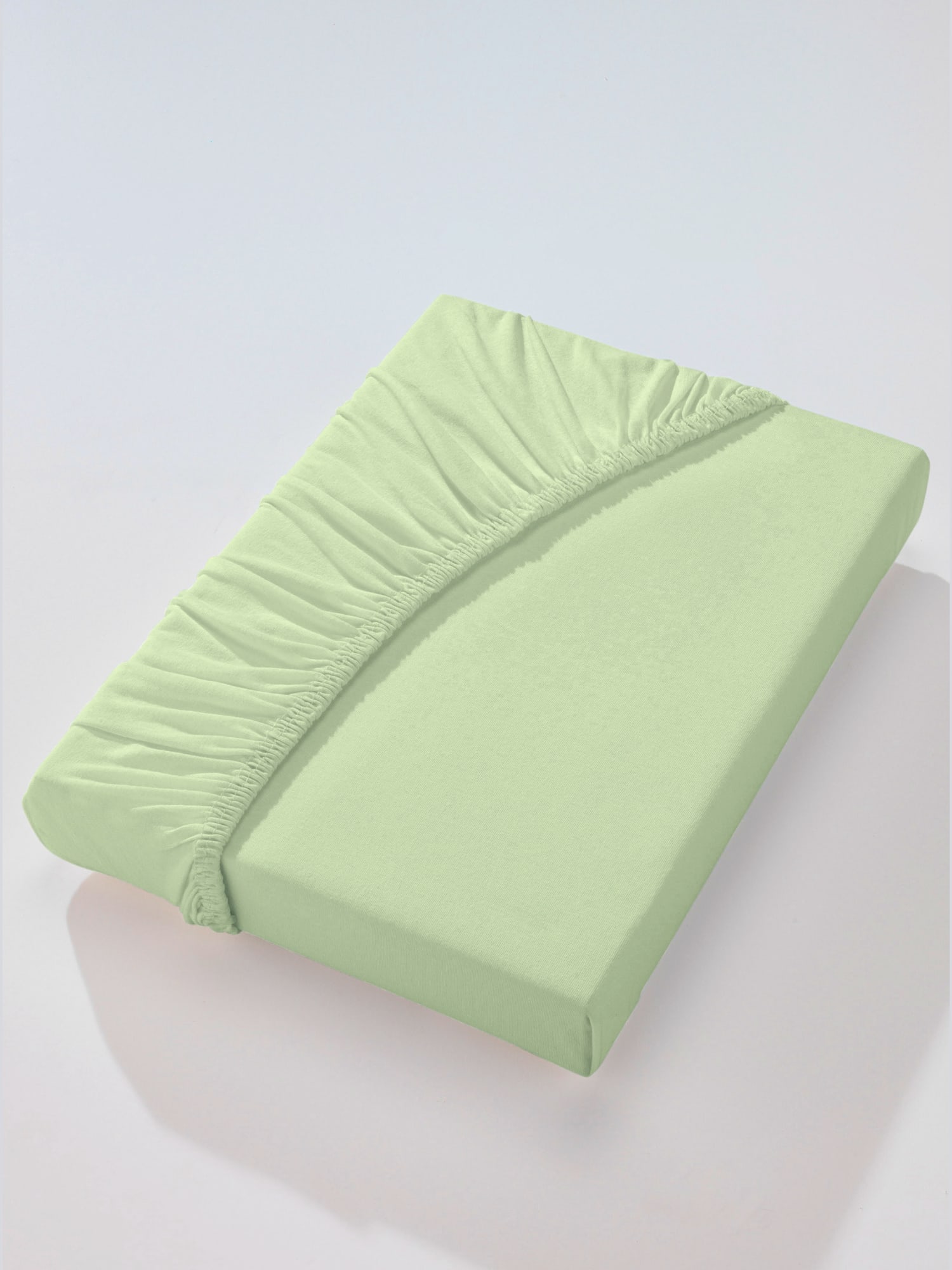 Drap-housse maille fine peignée, couleur vert, taille 1 pièce 90x190 - 100x200 cm, marque Biberna - helline