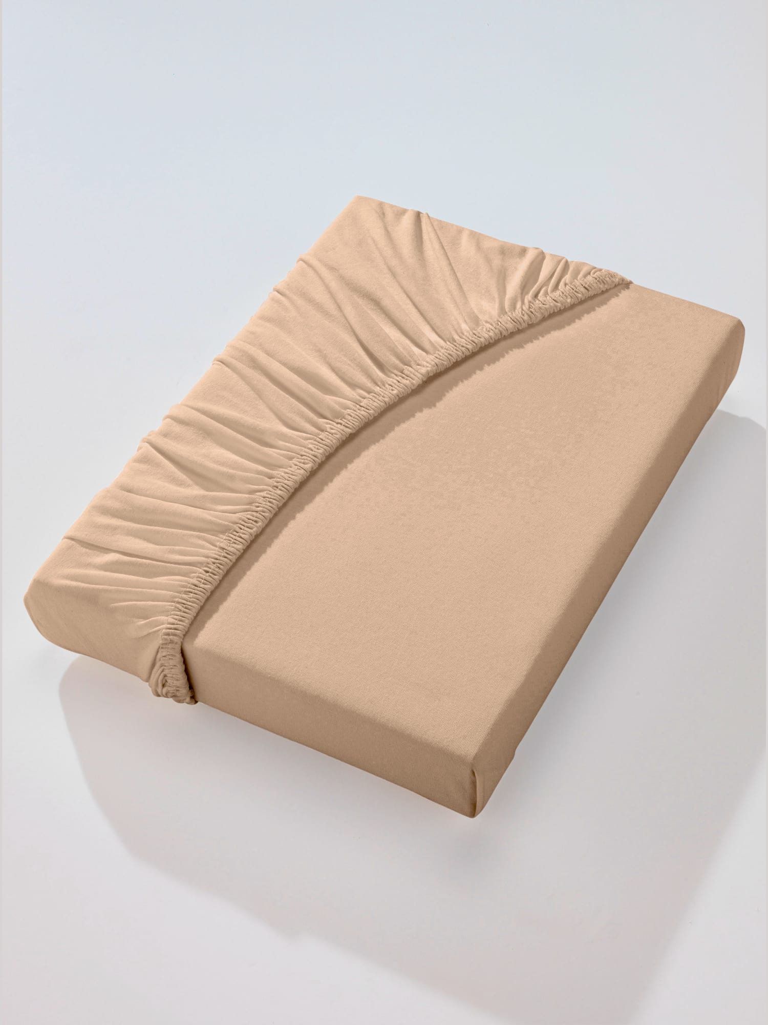 Drap-housse jersey fin maco à repassage superflu, couleur marron, taille 1 pièce 90x190 - 100x200 cm, marque Estella - helline