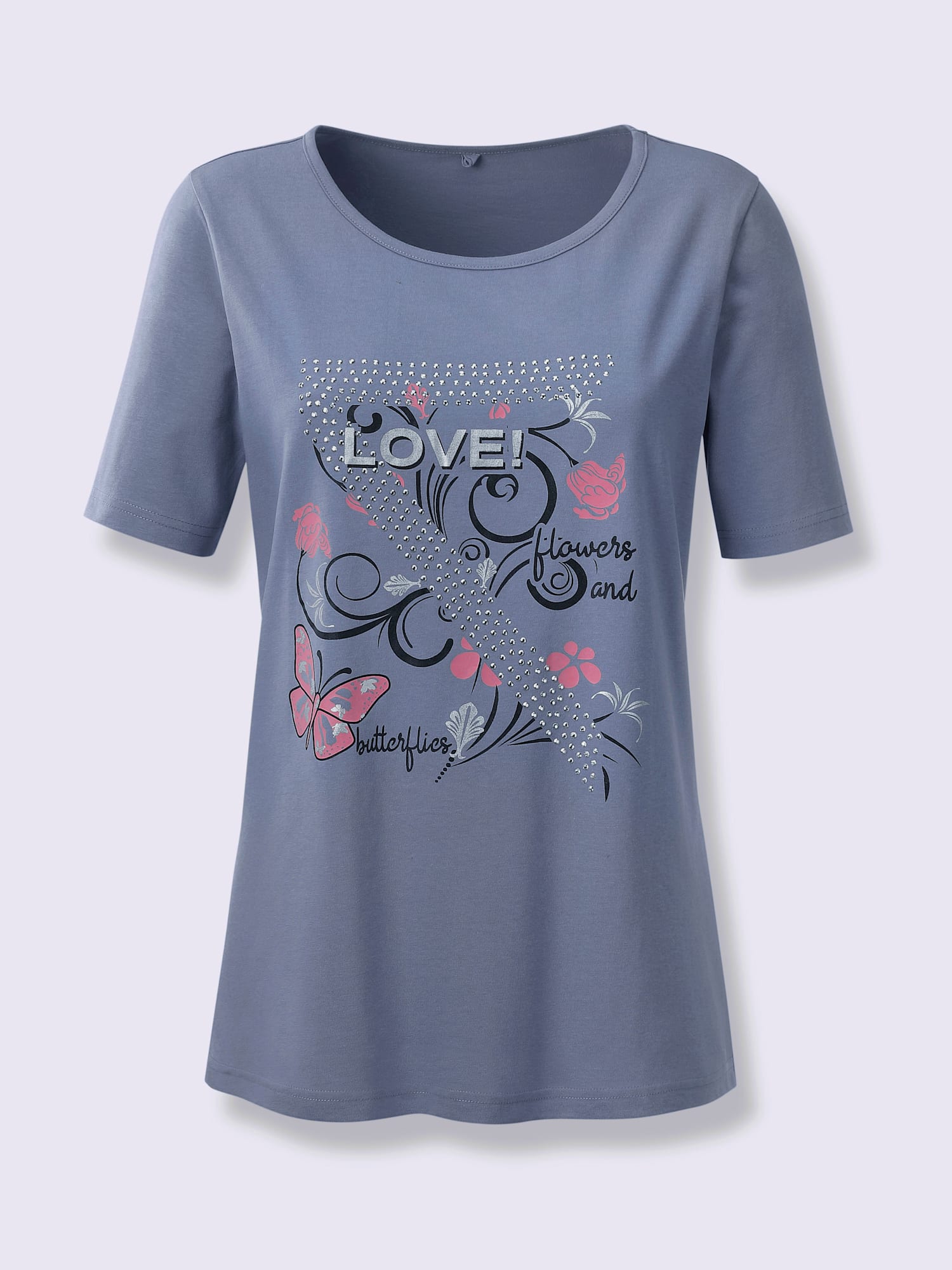 T-shirt femme imprimé tendance jeune, couleur bleu, taille 48 - helline
