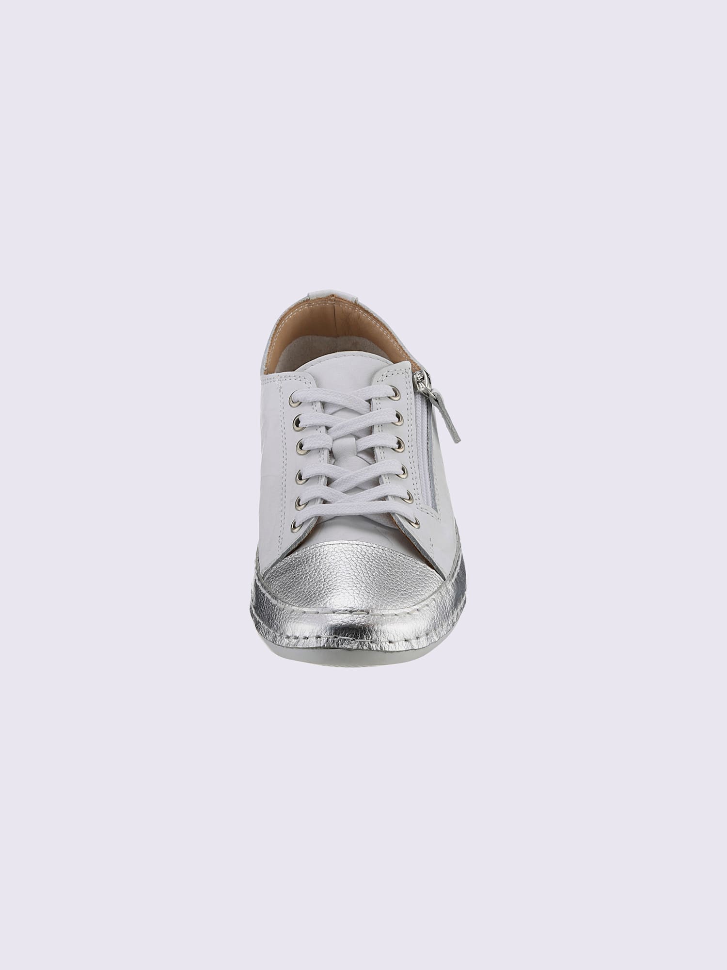 Baskets cuir nappa de vache, blanc à motifs, taille 37 - helline