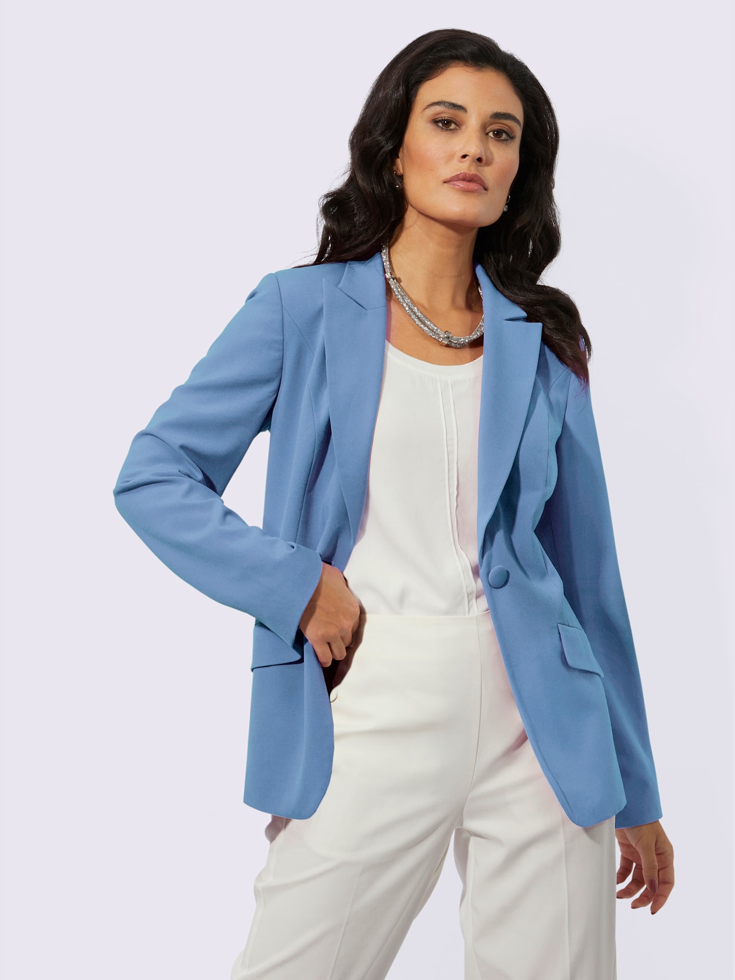 Blazer polyester recyclé, couleur bleu, taille 46, marque Creation L - helline