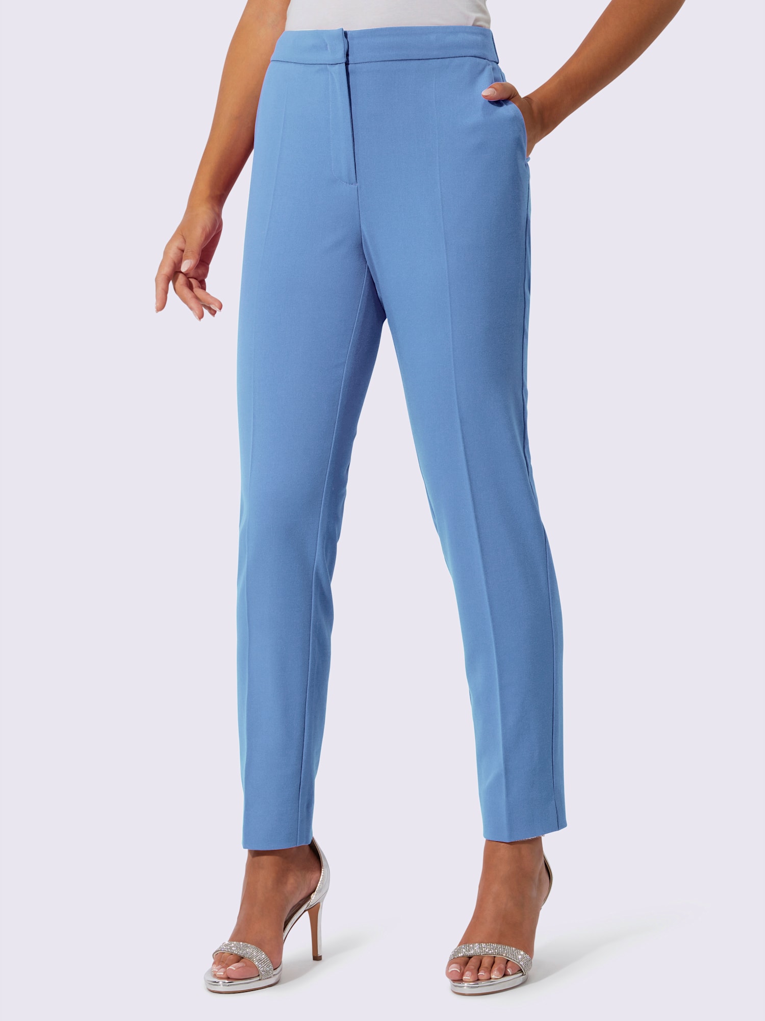 Pantalon tailleur entretien facile, couleur bleu, taille 38, marque Creation L - Witt