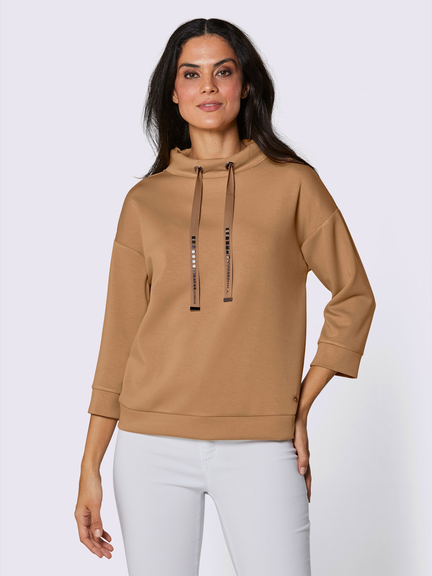 Sweatshirt ultra-doux avec modal, couleur marron, taille 50, marque CREATION L PREMIUM - helline