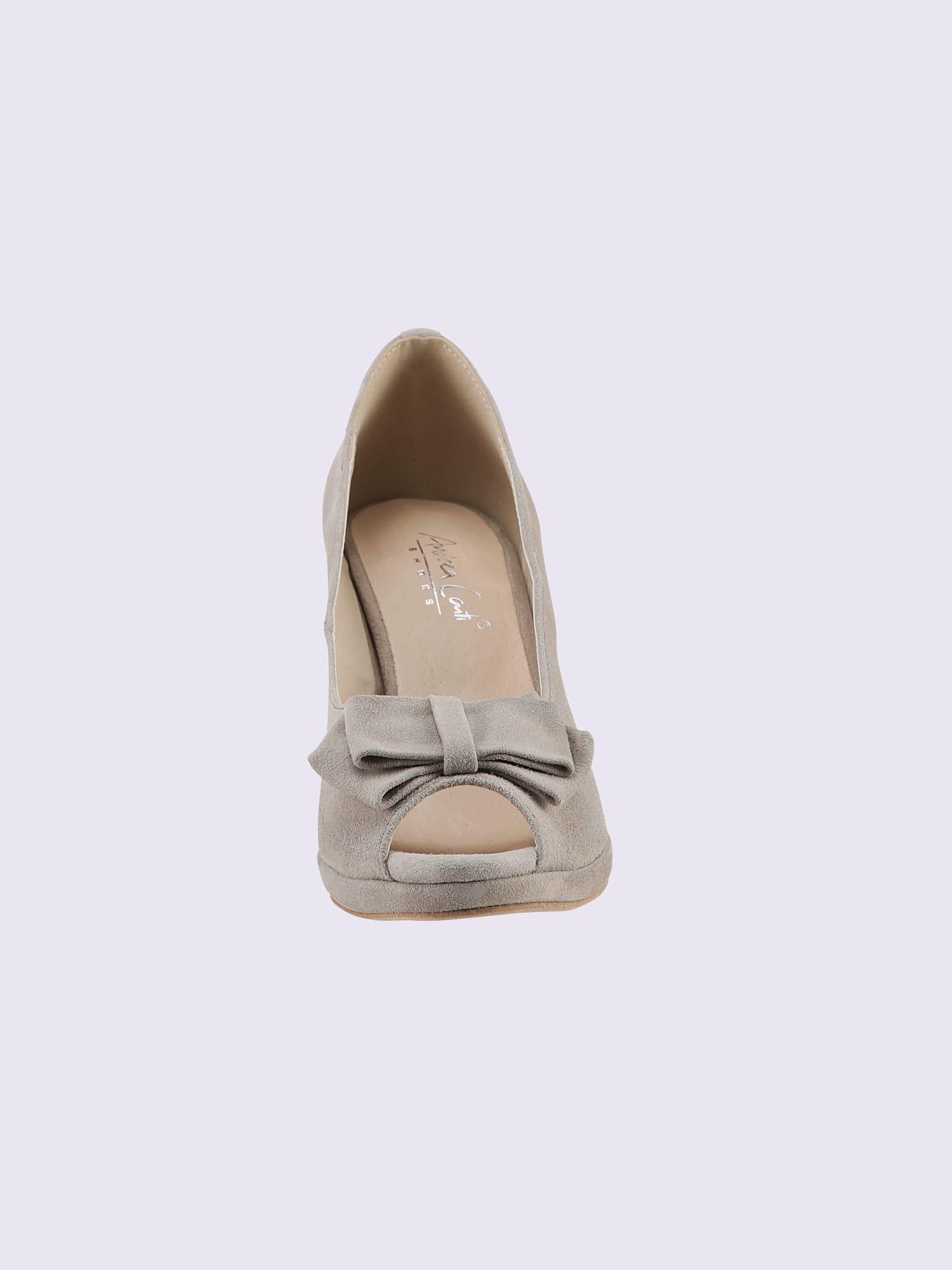 Chaussure à bout ouvert cuir velours de chèvre, marron clair uni, taille 42 - helline