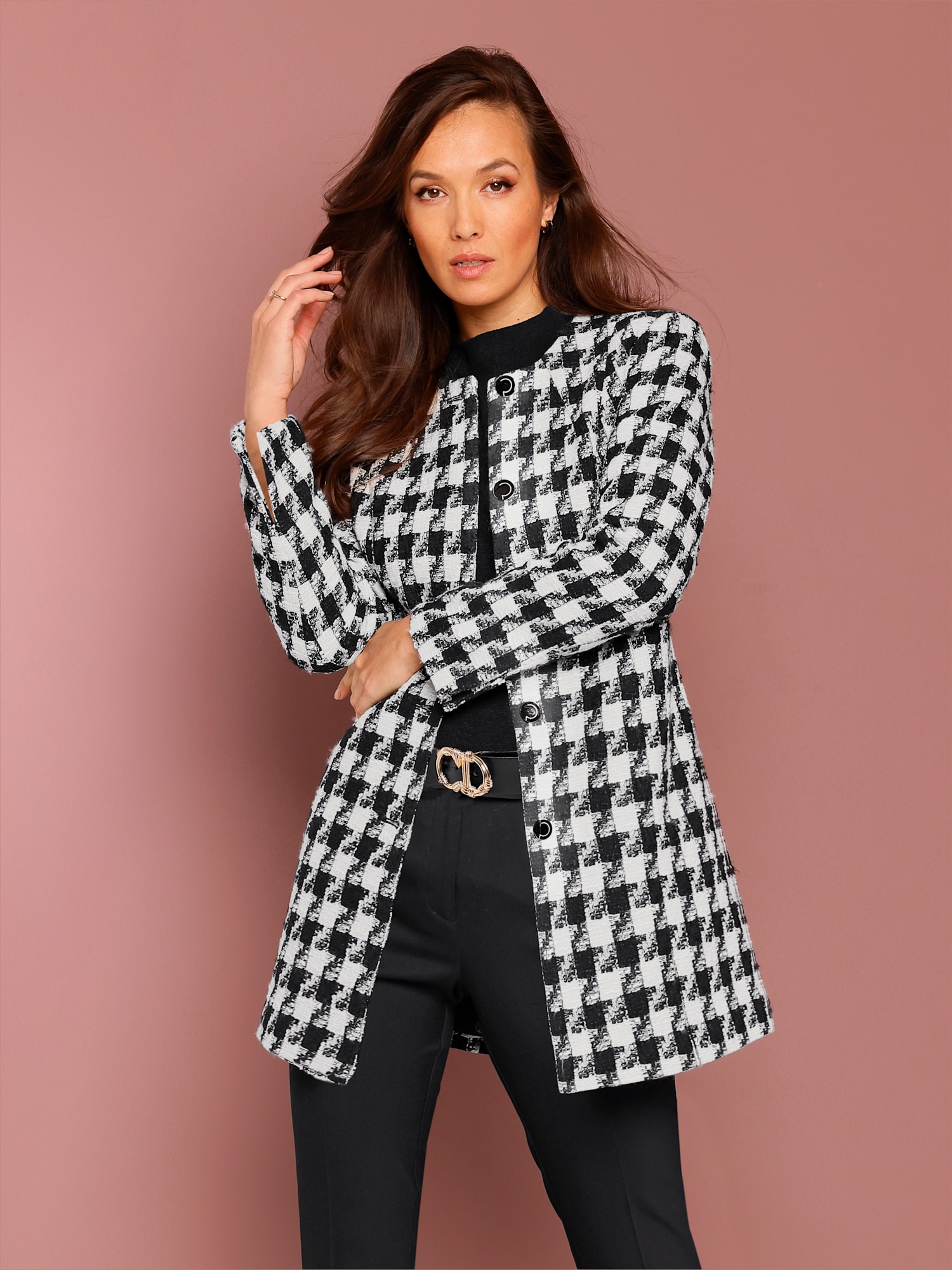 Blazer jacquard joli motif jacquard, couleur noir, taille 38, marque CREATION L PREMIUM - helline