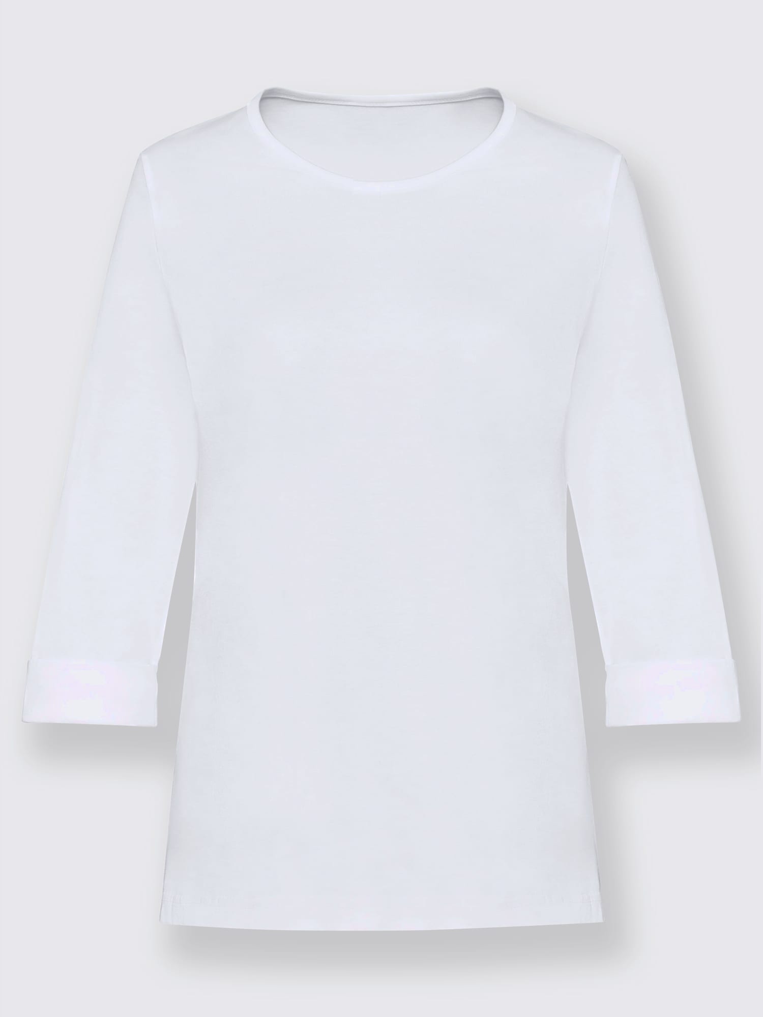 T-shirt femme confortable manches 3/4 à revers, couleur blanc, taille 52 - helline