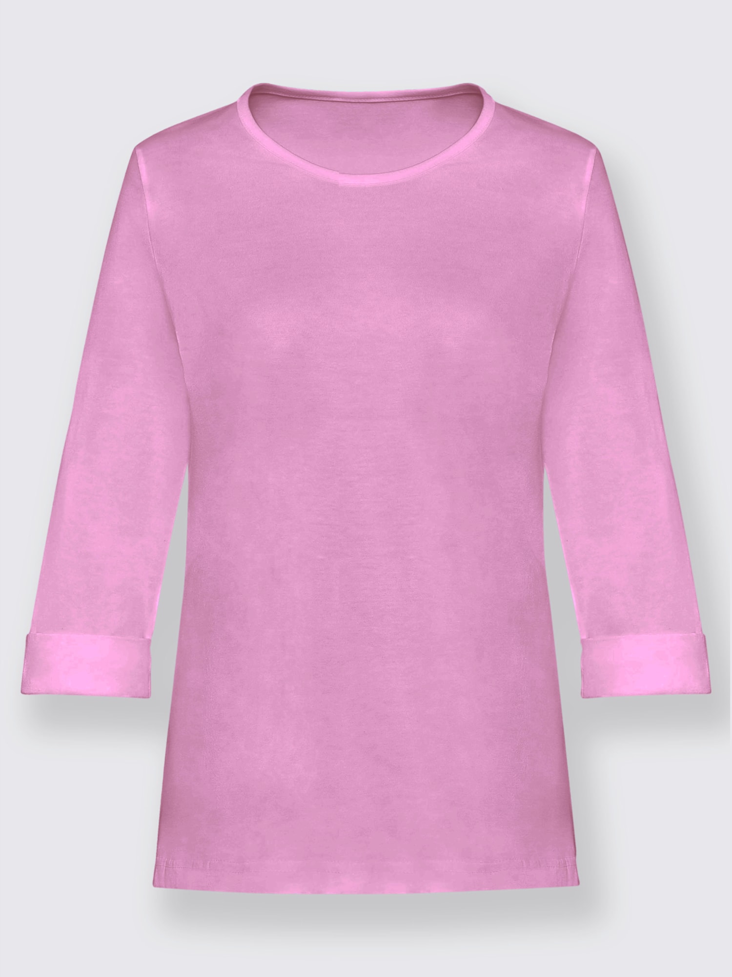 T-shirt femme confortable manches 3/4 à revers, couleur rose, taille 44 - helline