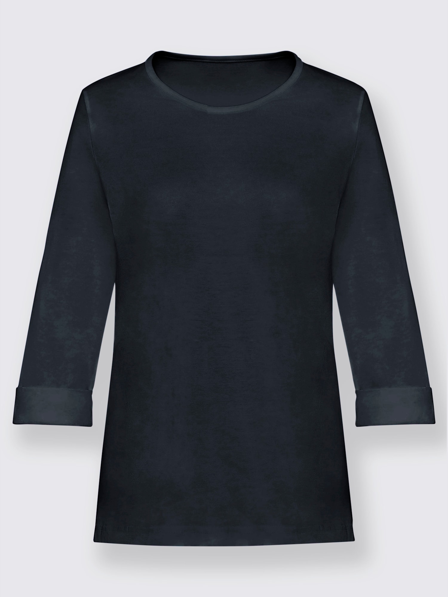 T-shirt femme confortable manches 3/4 à revers, couleur noir, taille 56 - Witt