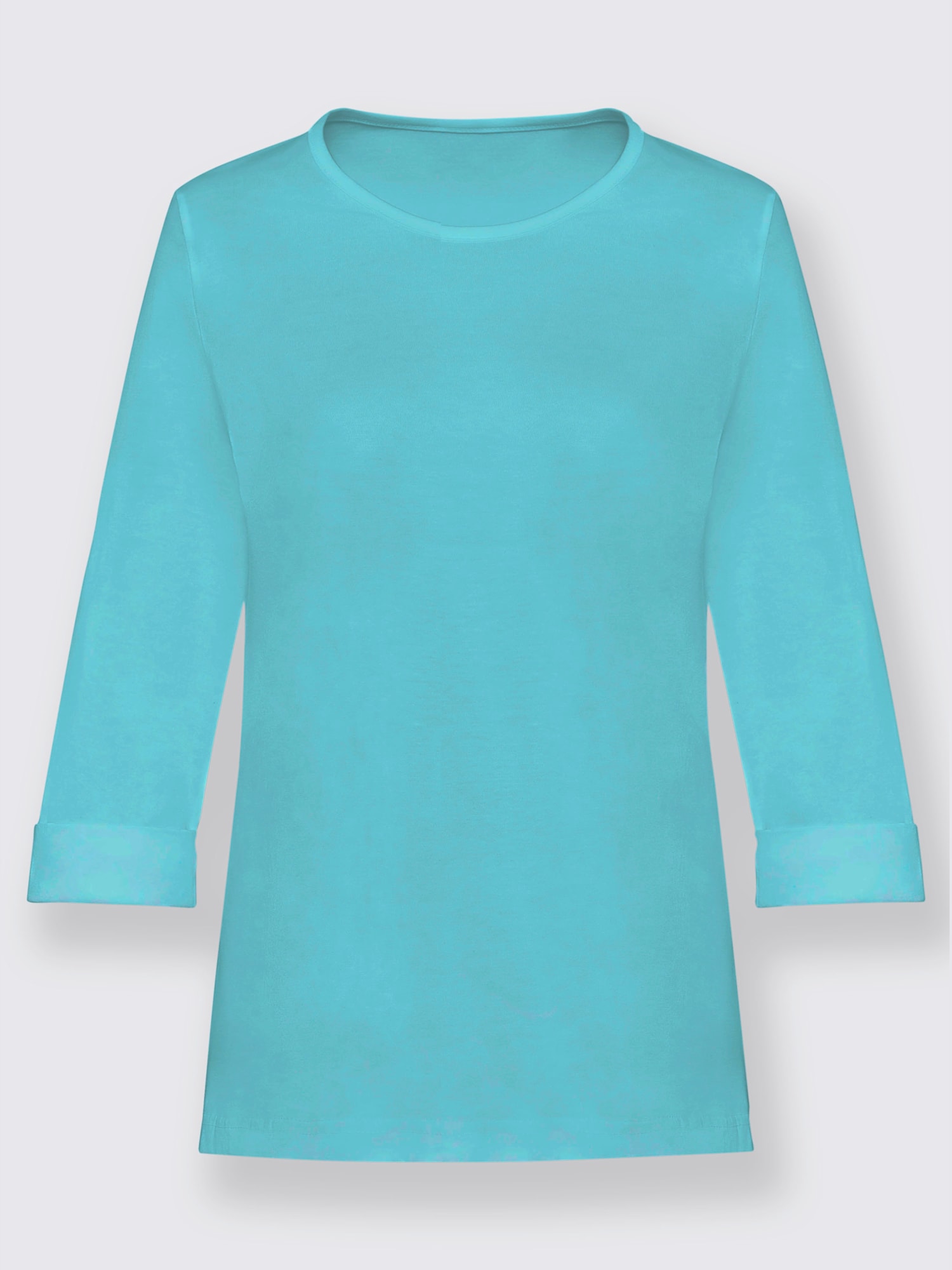 T-shirt femme confortable manches 3/4 à revers, couleur bleu, taille 46 - Witt