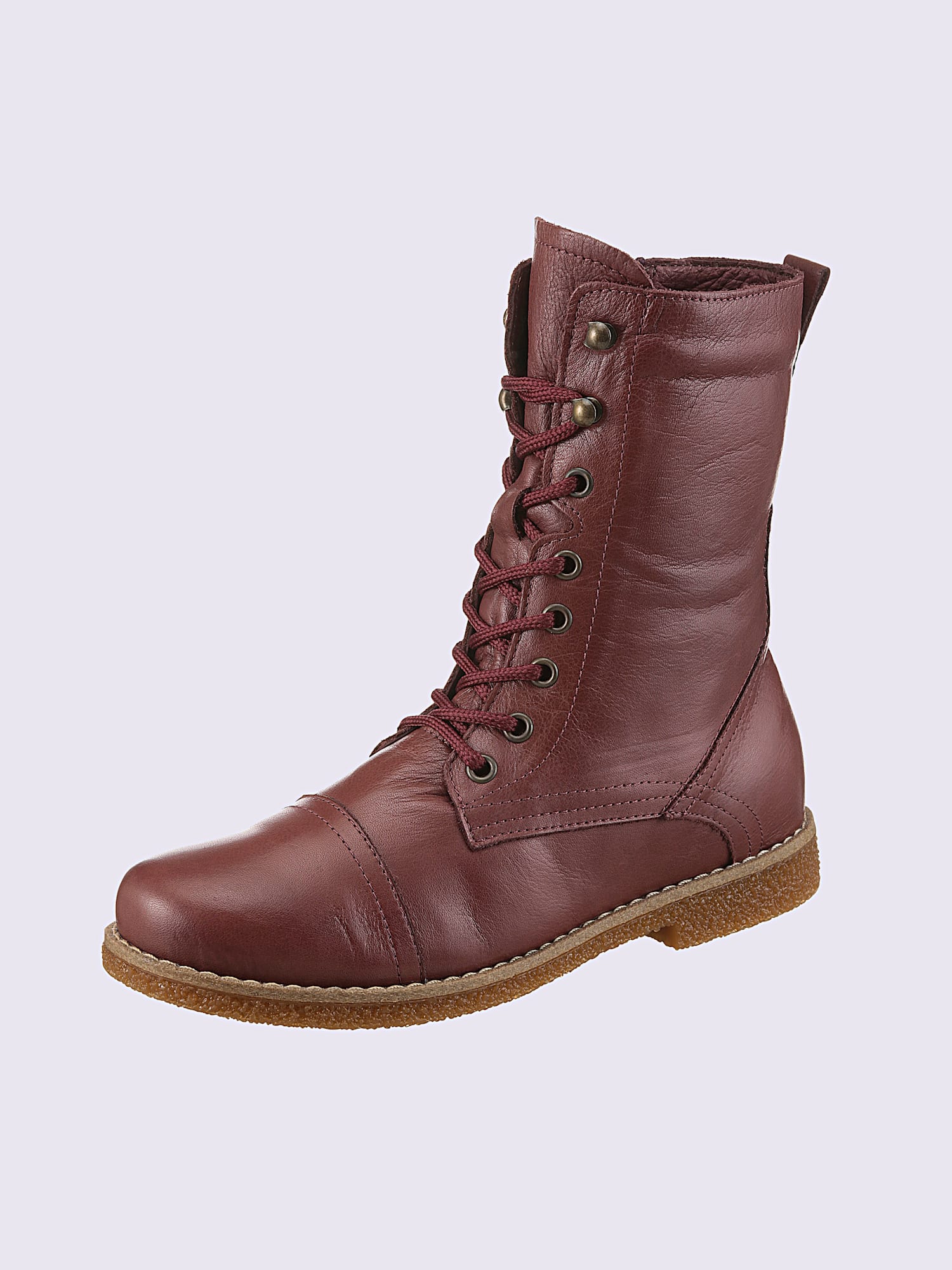 Bottines à lacets cuir nappa de vache, couleur rouge, taille 39 - helline