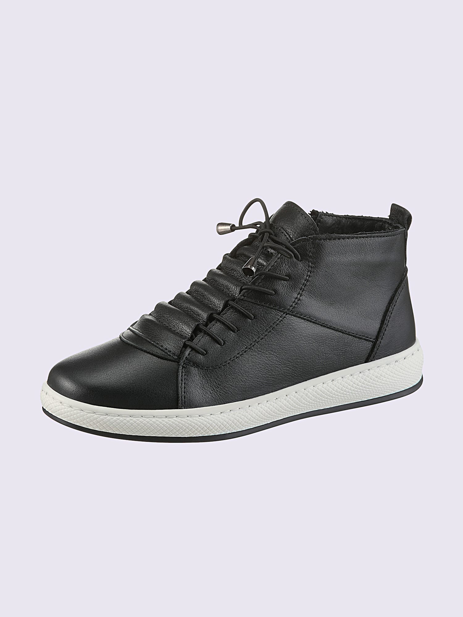 Bottines à lacets cuir nappa de vache, couleur noir, taille 41 - helline