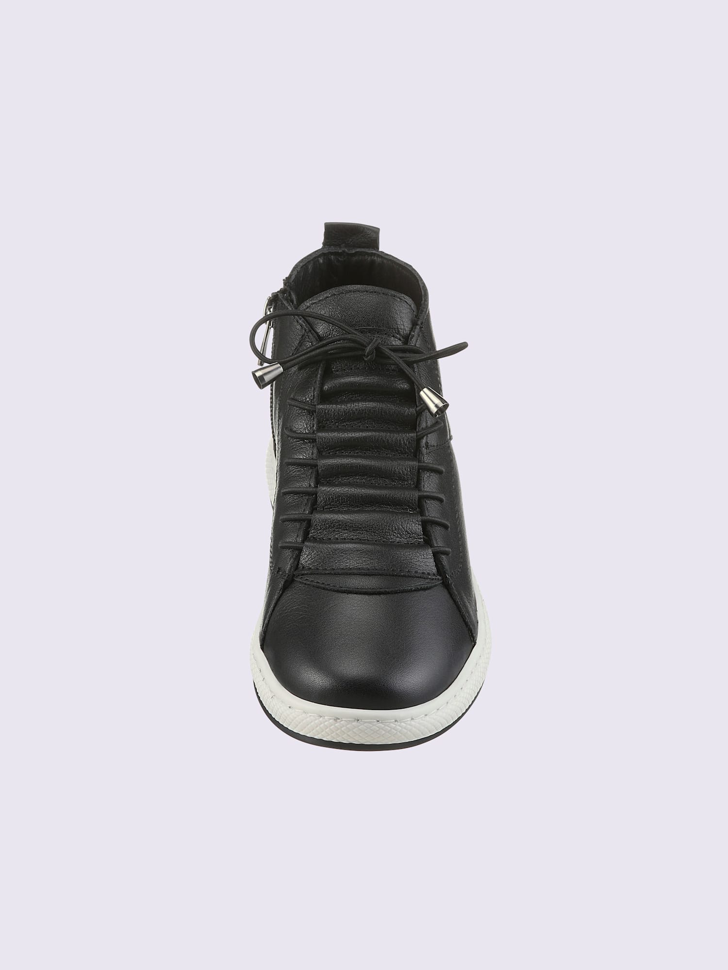 Bottines à lacets cuir nappa de vache, noir uni, taille 38 - helline