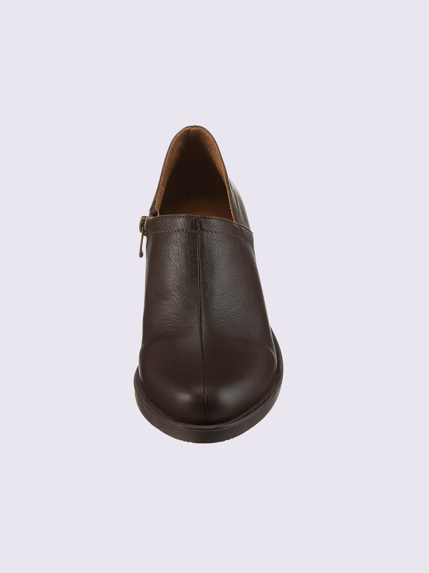 Bottine courte cuir vachette, marron foncé uni, taille 40 - helline