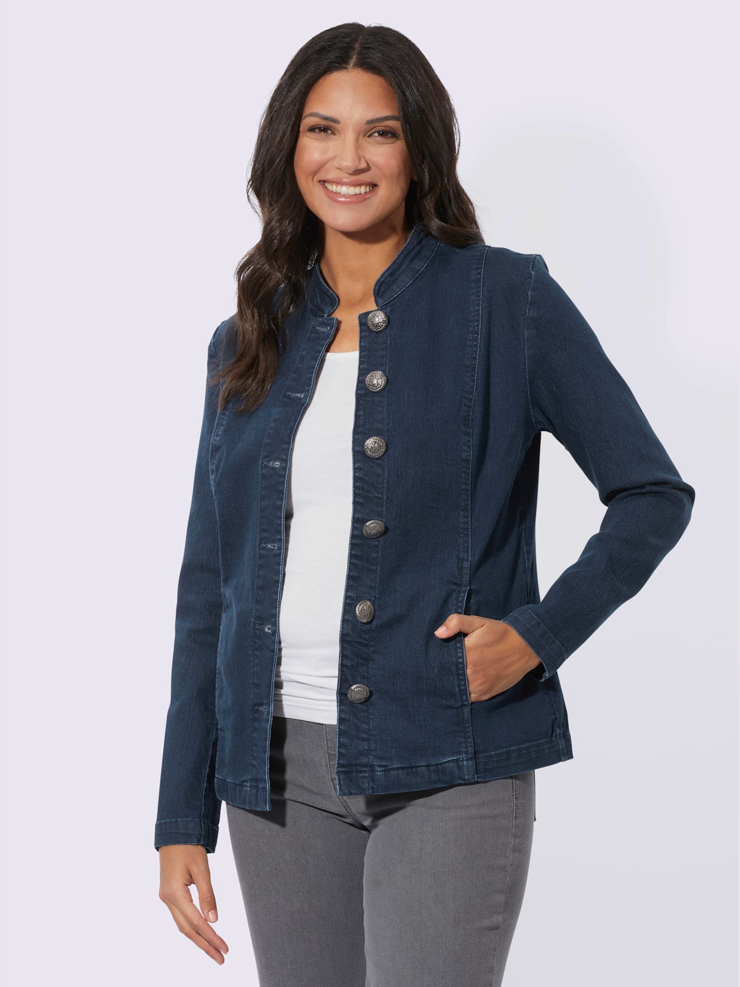 Blazer en jean col montant tendance, couleur bleu, taille 54 - Witt