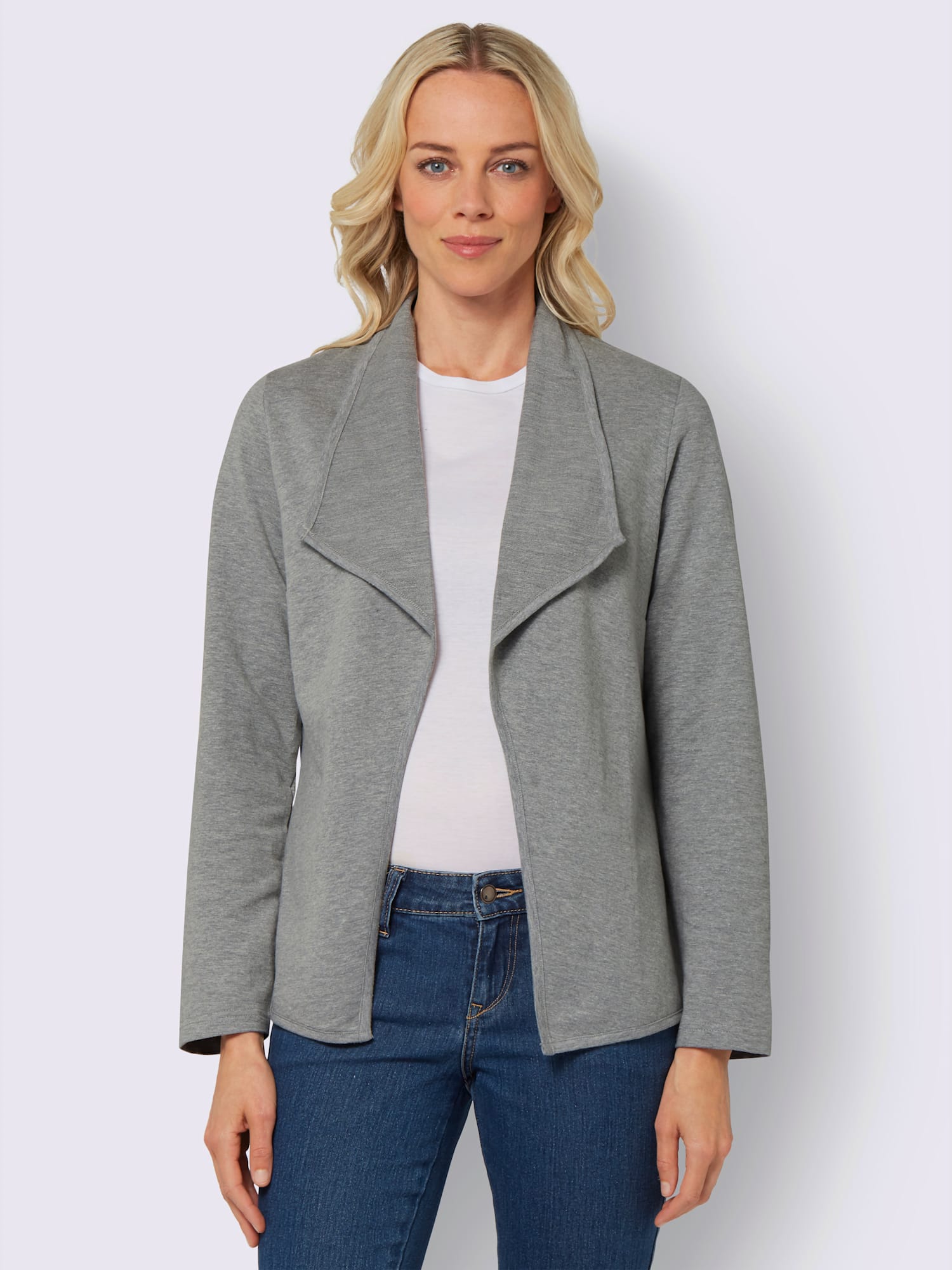 Blazer en jersey coupe ouverte affinante, couleur gris, taille 46 - Witt