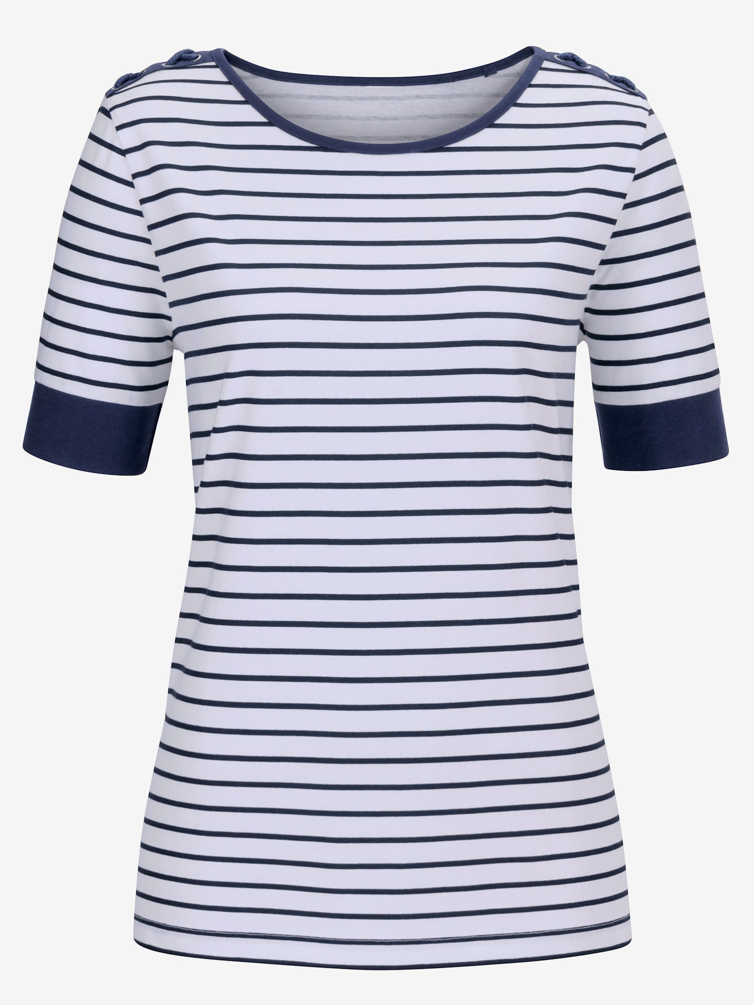 T-shirt à encolure ronde avec œillets et laçage, couleur blanc, taille 42 - Witt