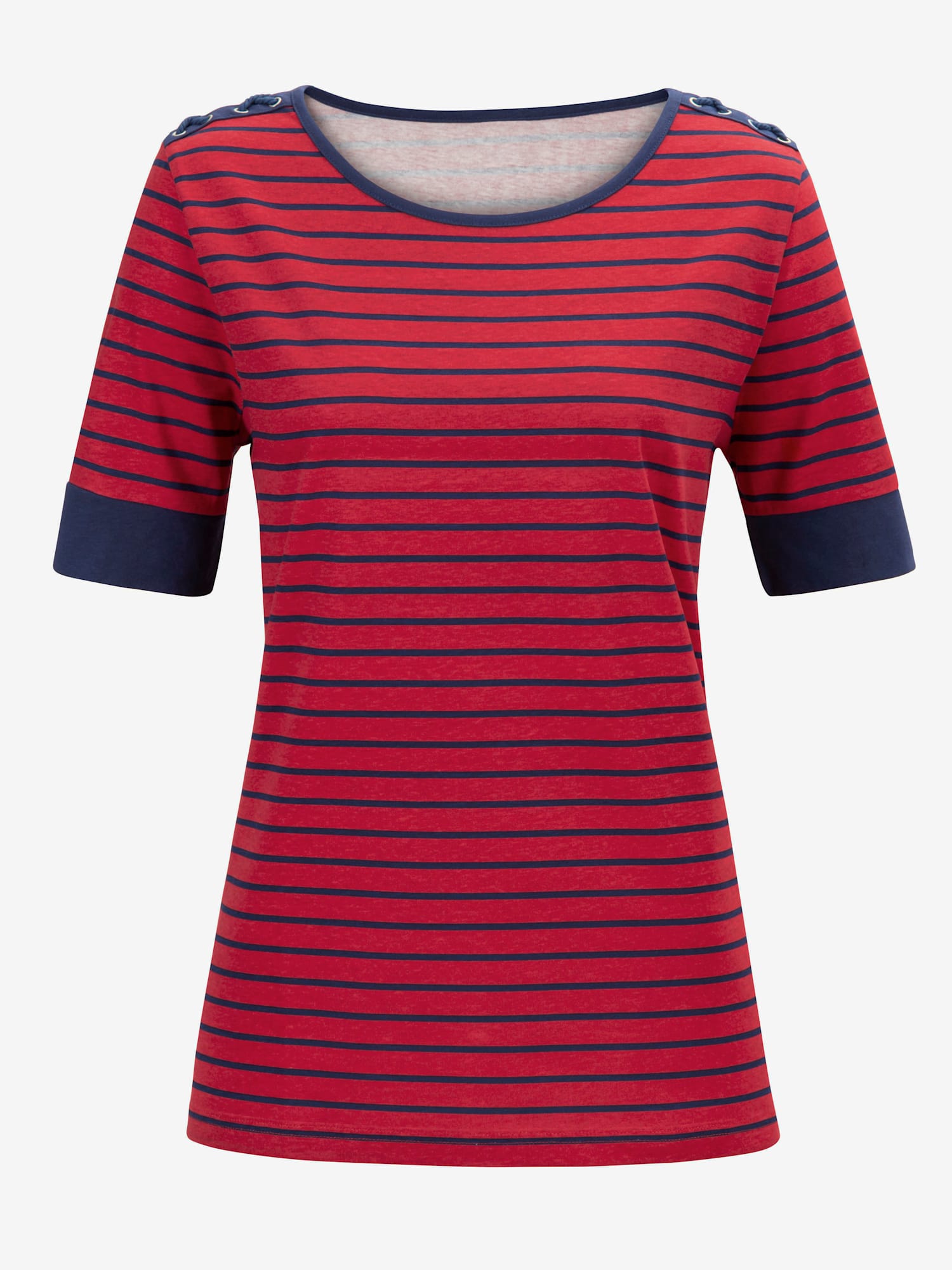 T-shirt à encolure ronde avec œillets et laçage, couleur rouge, taille 56 - Witt
