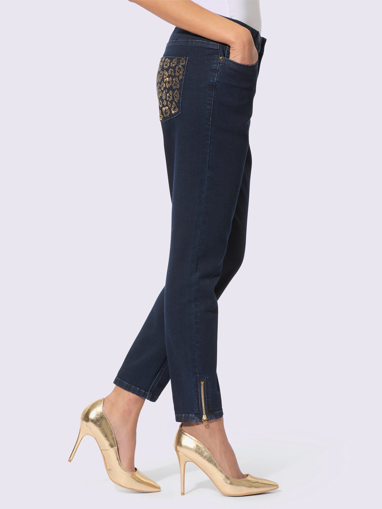 Jean 5 poches avec coton, couleur bleu, taille 42, marque Creation L - helline