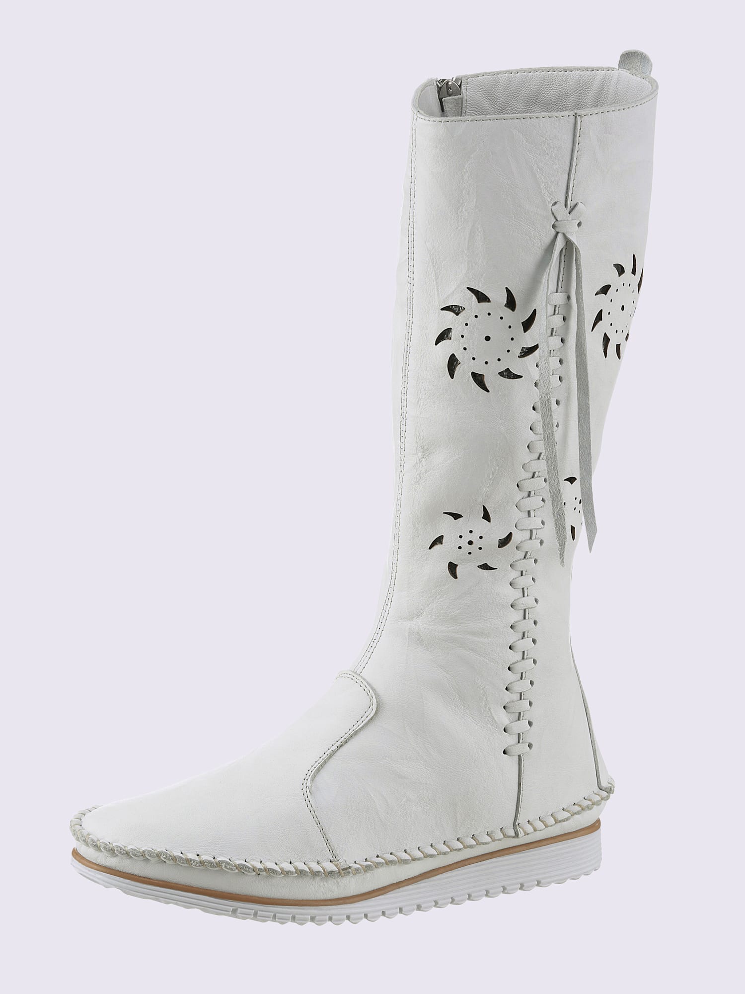 Bottes cuir nappa de vache, couleur blanc, taille 40 - helline