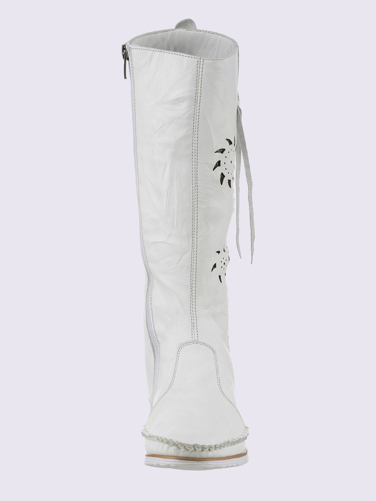 Bottes cuir nappa de vache, blanc uni, taille 38 - helline