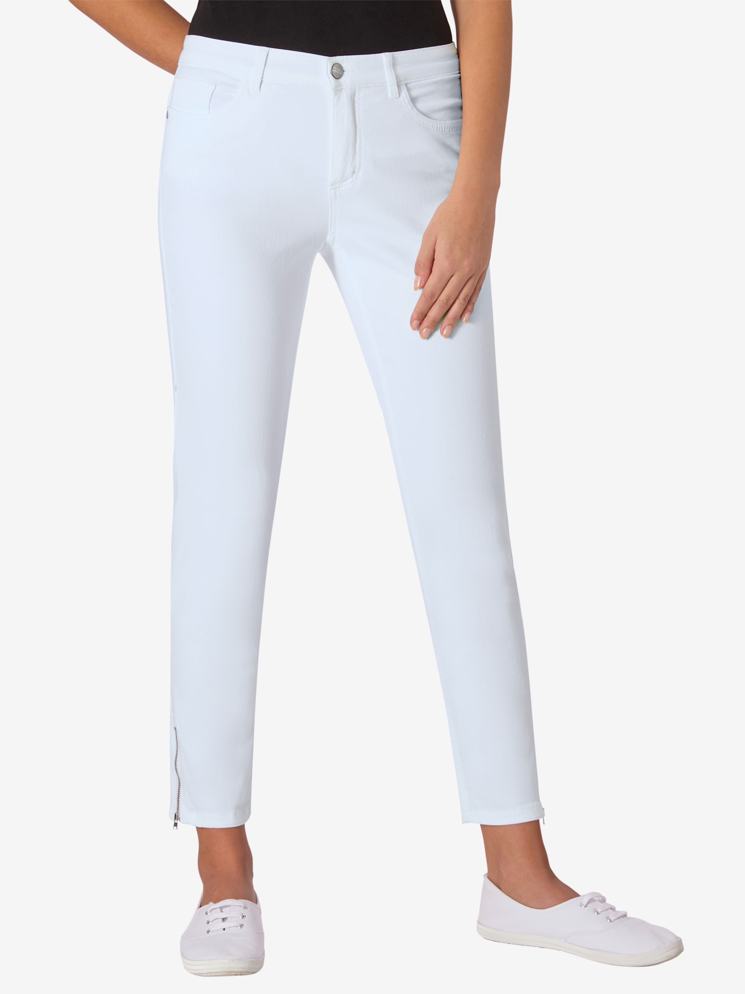 Jean stretch coupe féminine, couleur blanc, taille 46, marque Creation L - helline