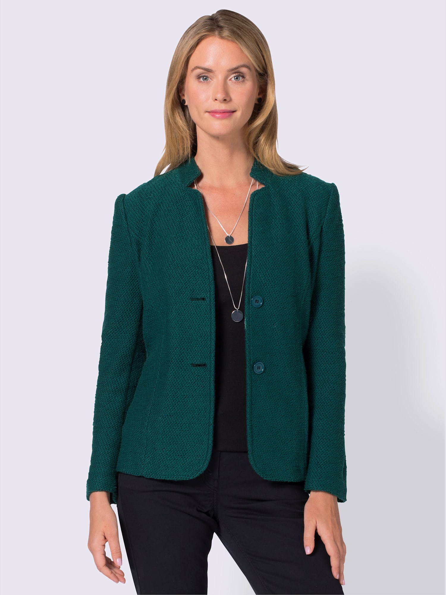 Blazer doux au col montant, couleur bleu, taille 46 - helline