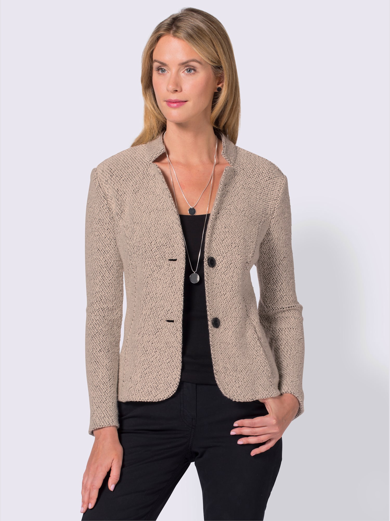 Blazer doux au col montant, couleur rose, taille 52 - helline