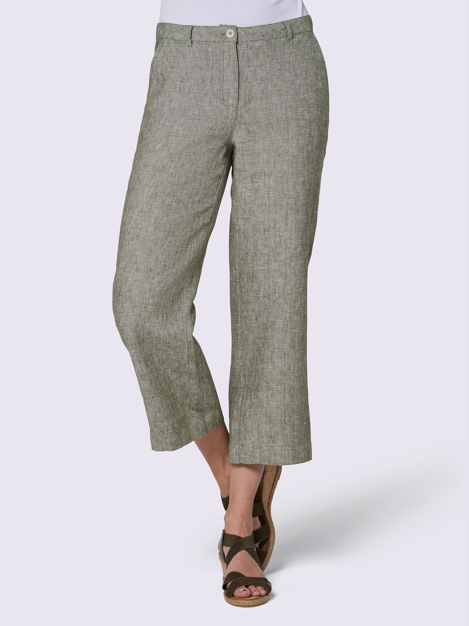 Pantalon en lin pur lin, couleur vert, taille 46, marque CREATION L PREMIUM - helline