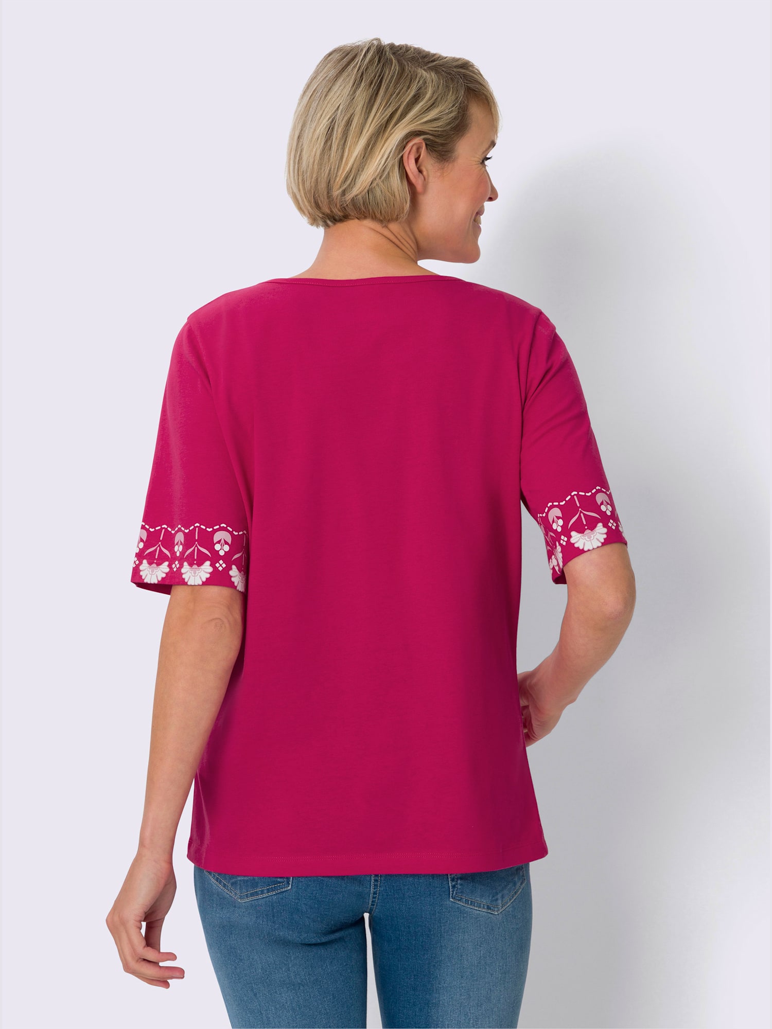 T-shirt à manches courtes manches courtes légèrement élargies, couleur rose, taille 50 - Witt